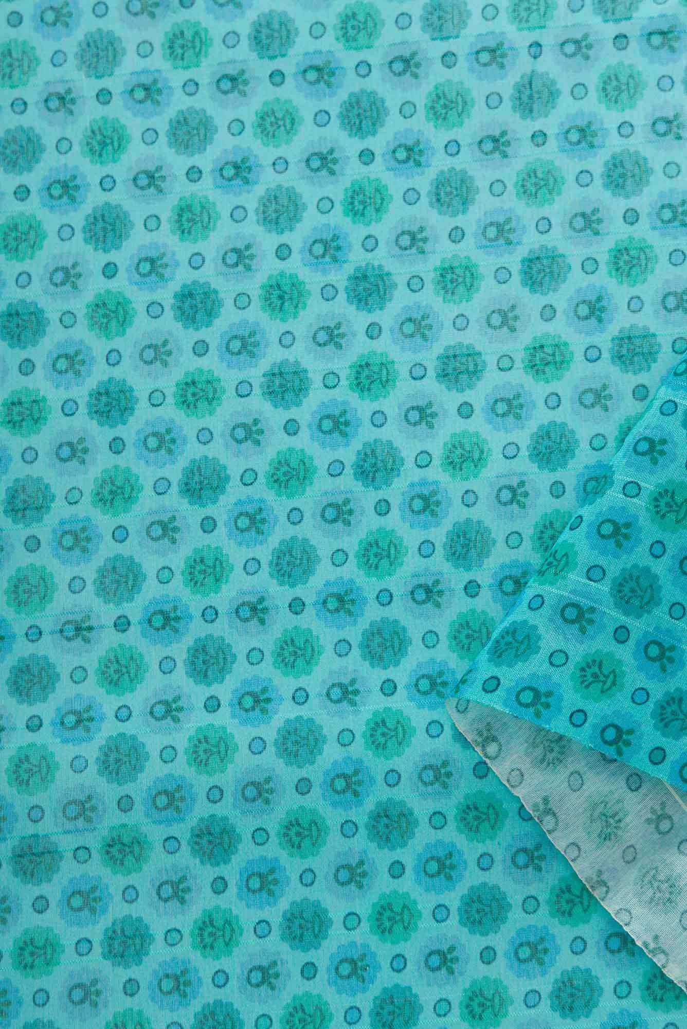Blue Chanderi Silk Dress Material