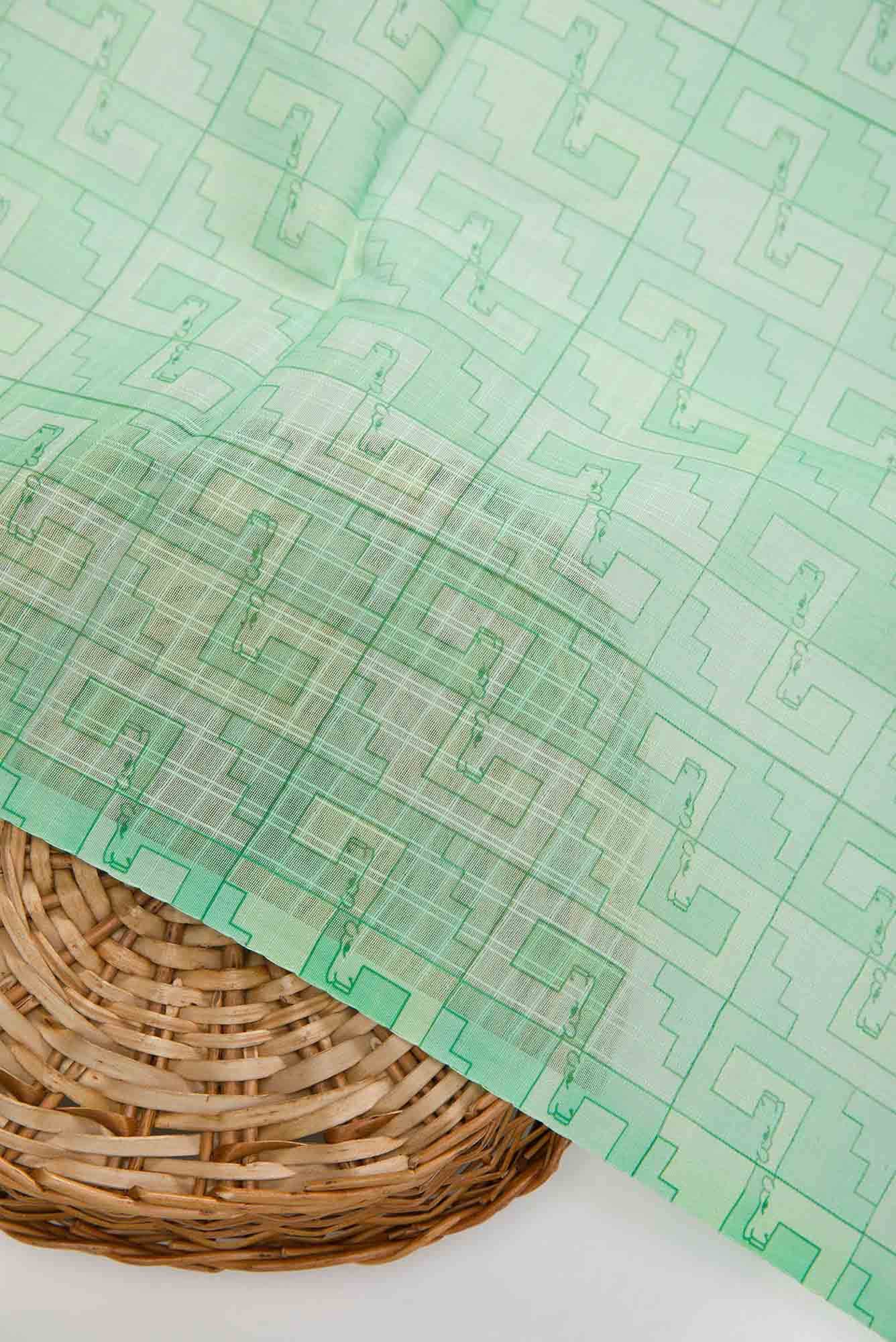 Sea Green Chanderi Silk Dress Material