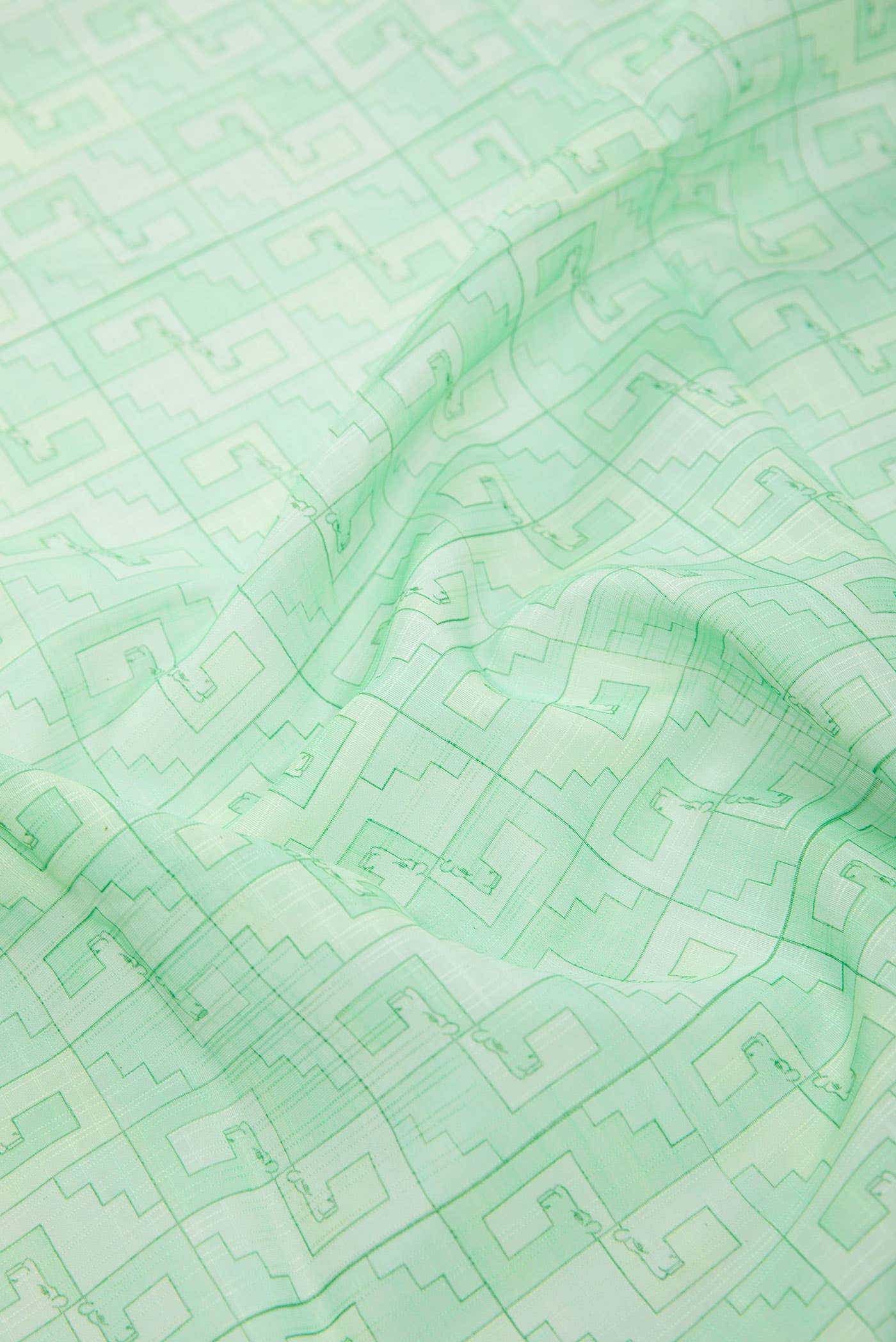 Sea Green Chanderi Silk Dress Material