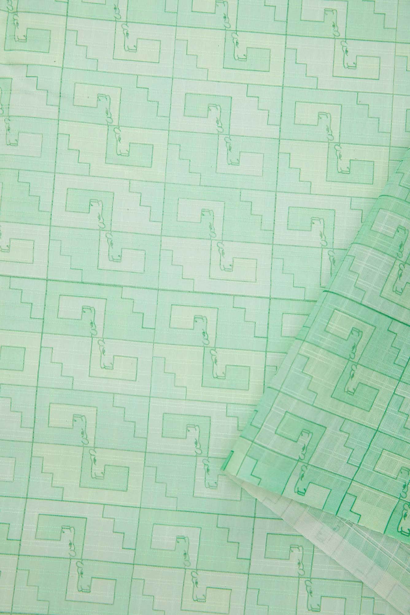 Sea Green Chanderi Silk Dress Material