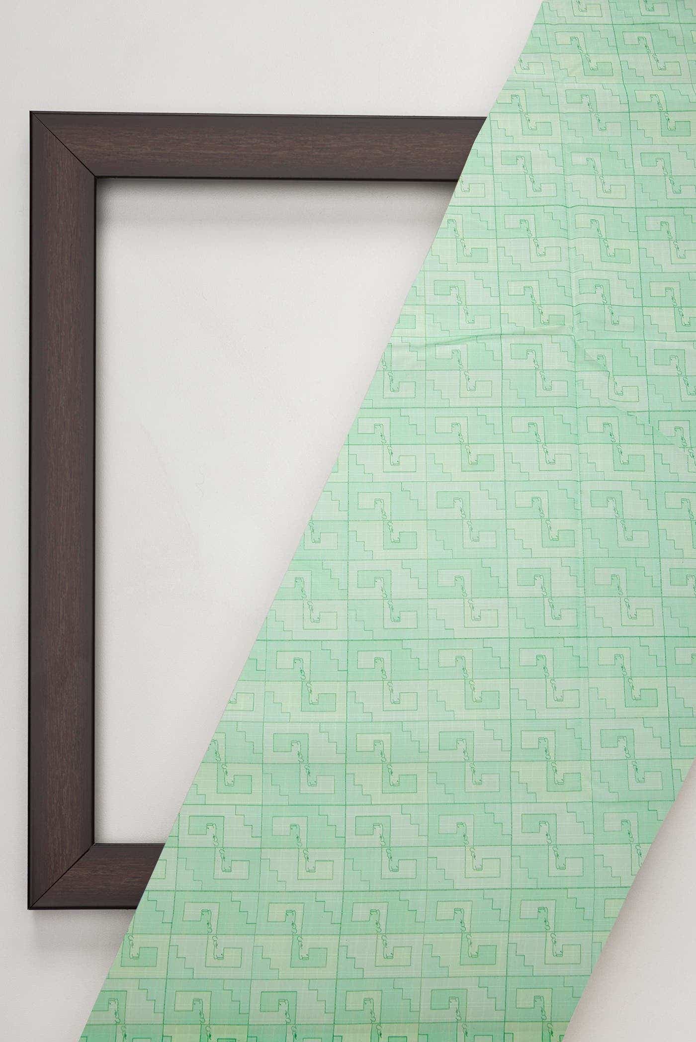 Sea Green Chanderi Silk Dress Material