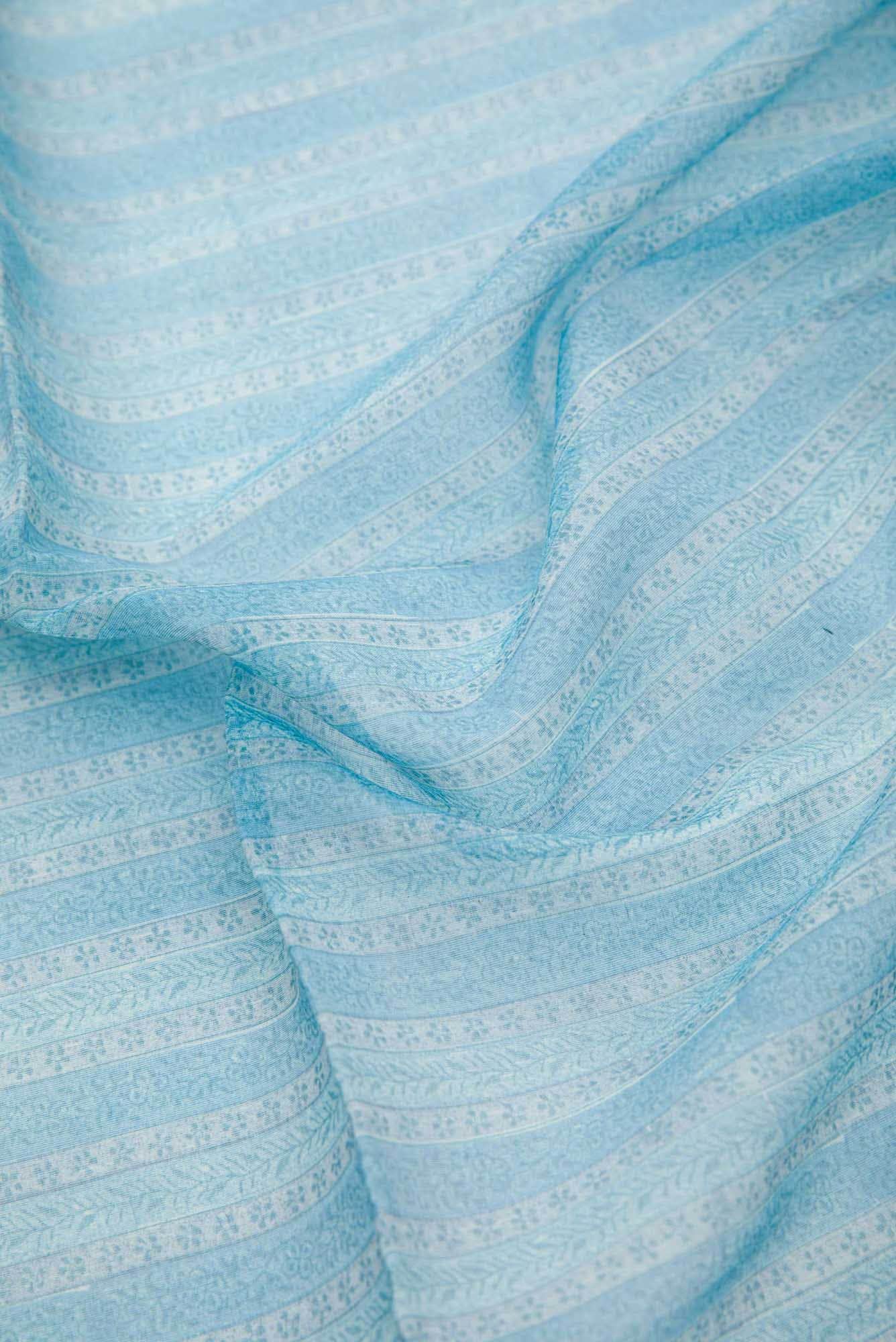 Blue Chanderi Silk Dress Material