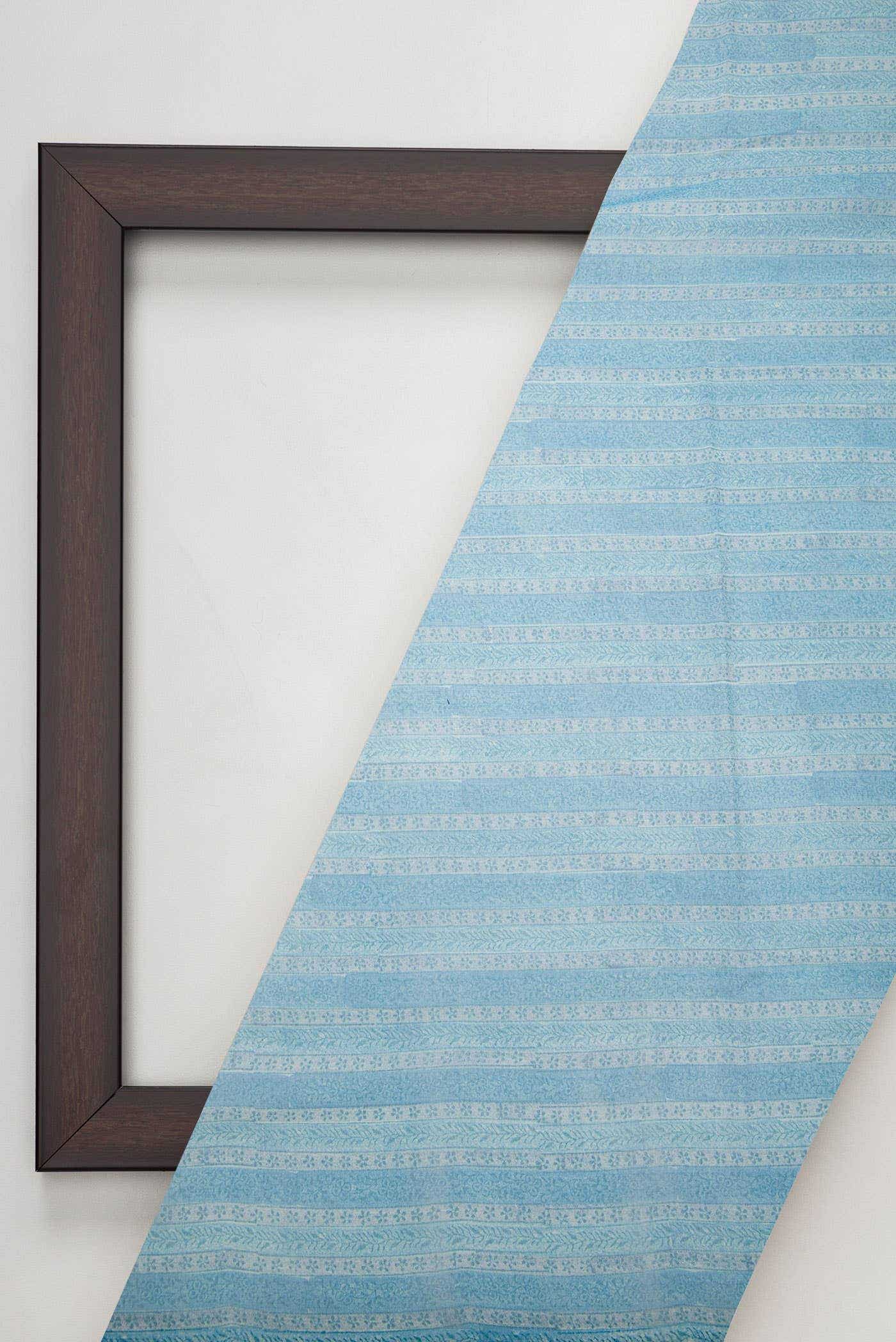 Blue Chanderi Silk Dress Material