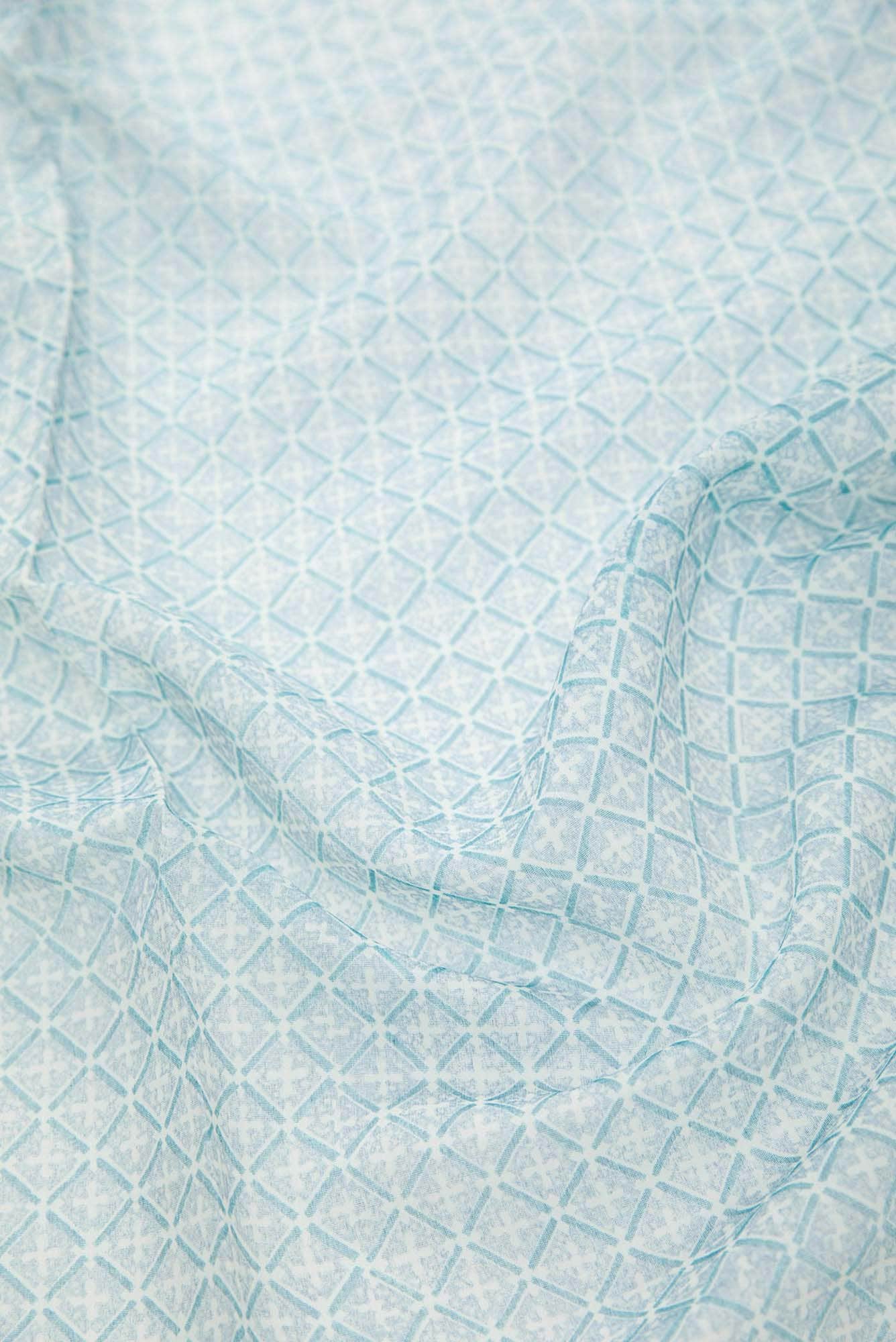 Blue Chanderi Silk Cotton Dress Material