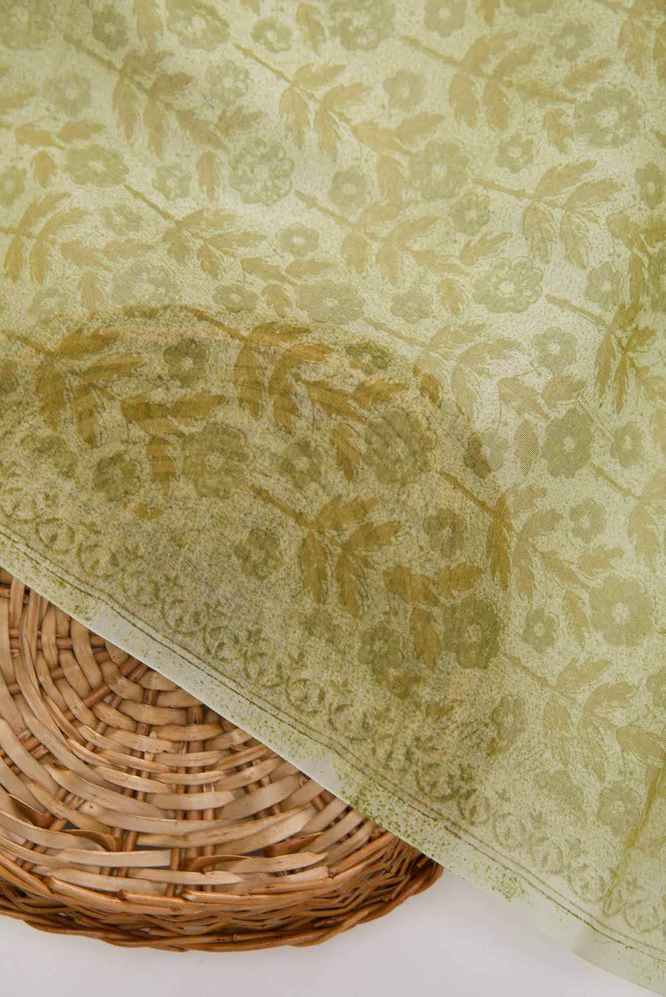 Green Chanderi Silk Dress Material