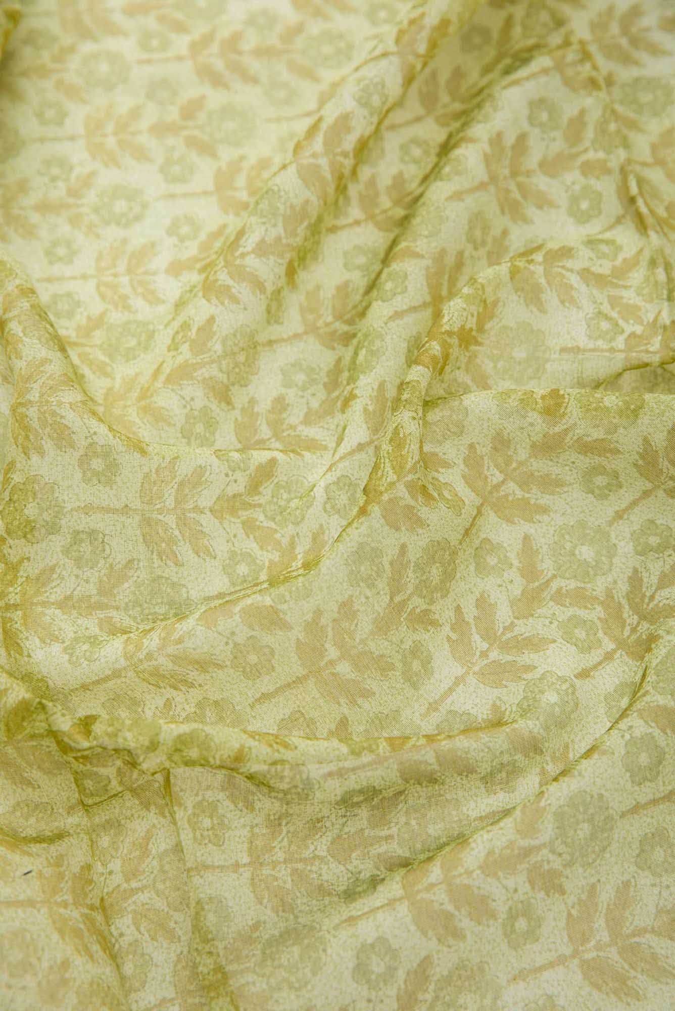 Green Chanderi Silk Dress Material