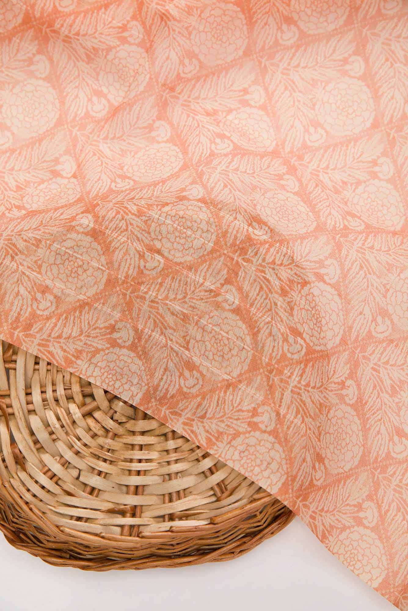 Peach Chanderi Silk Cotton Dress Material