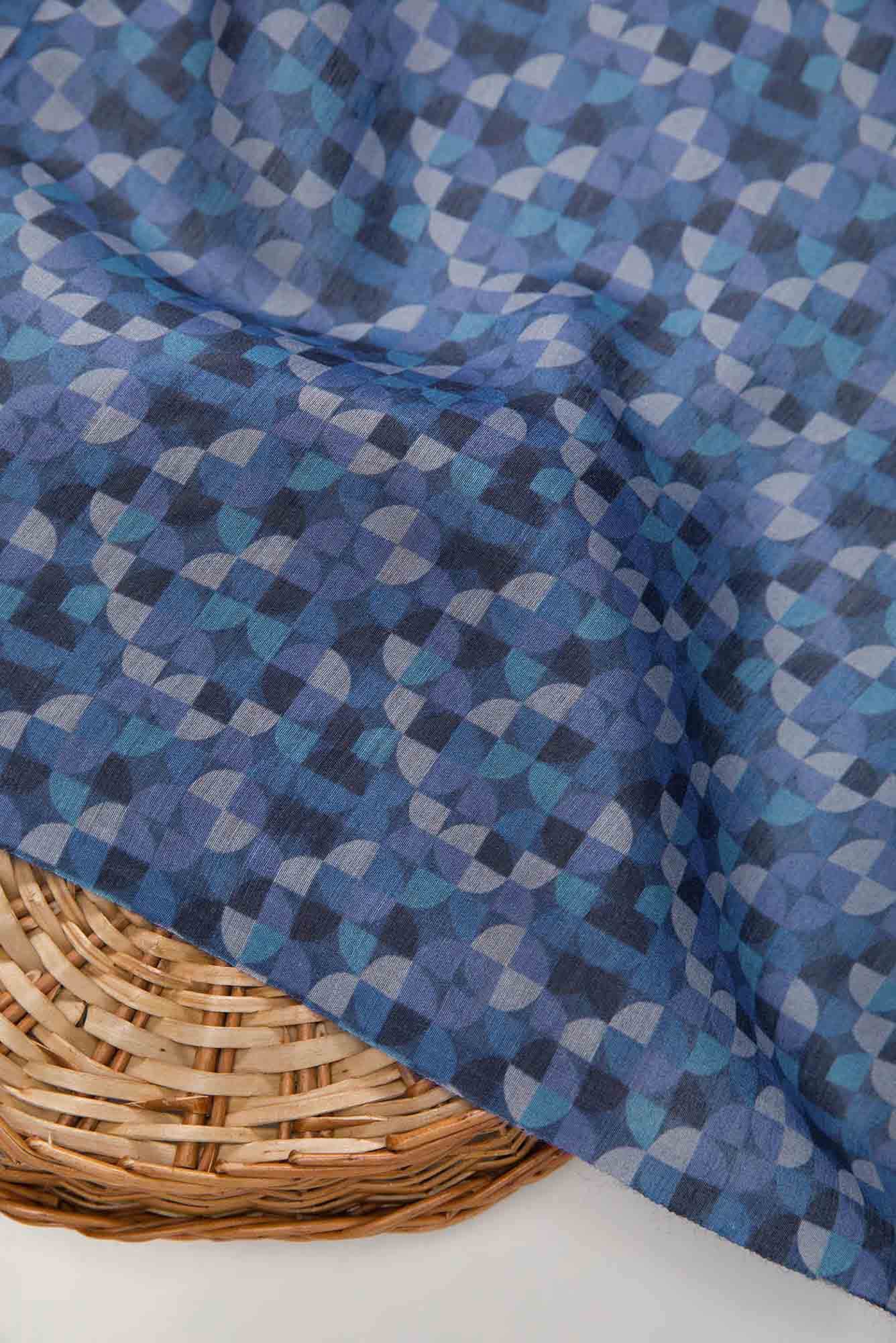 Blue Tussar Silk Dress Material