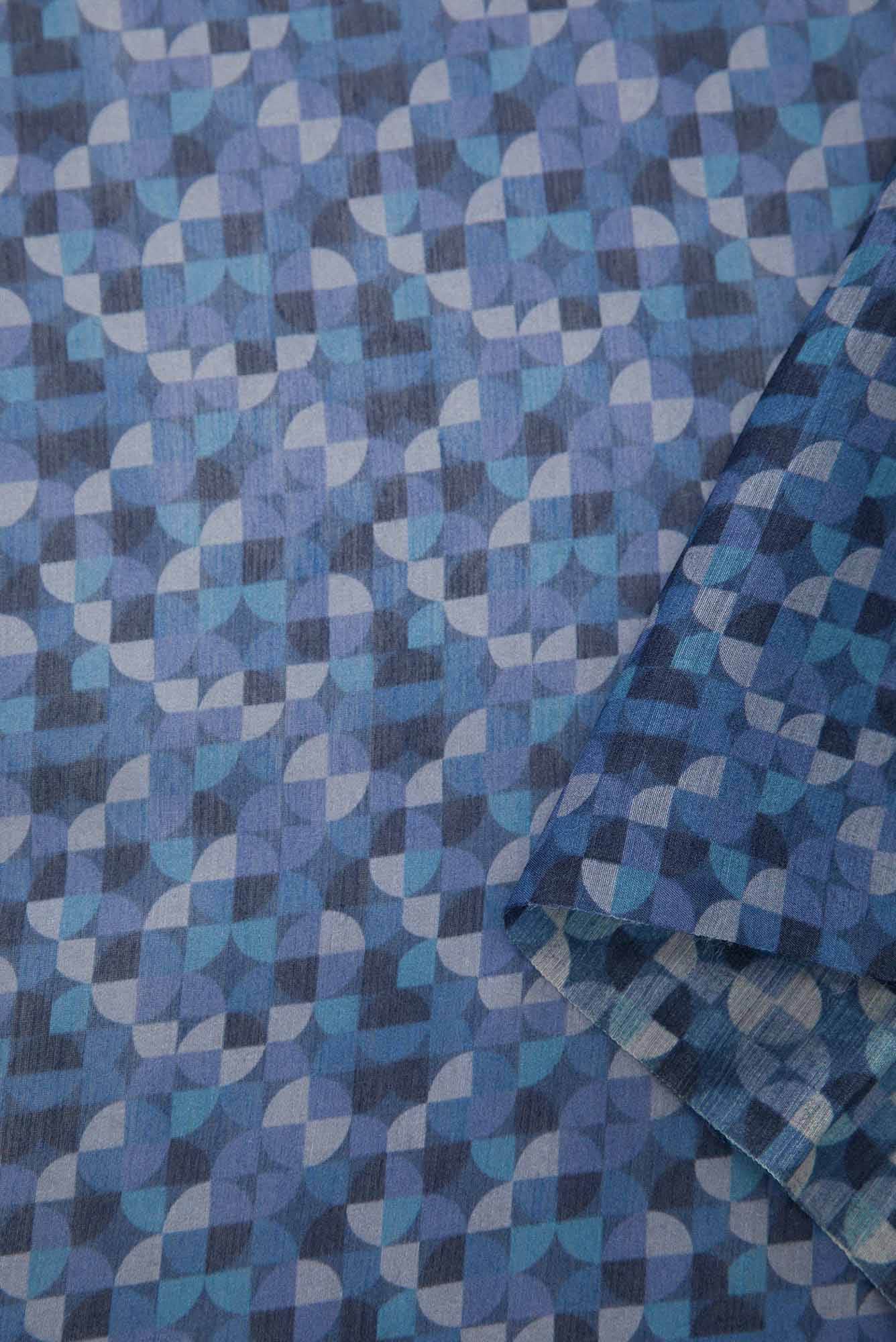 Blue Tussar Silk Dress Material