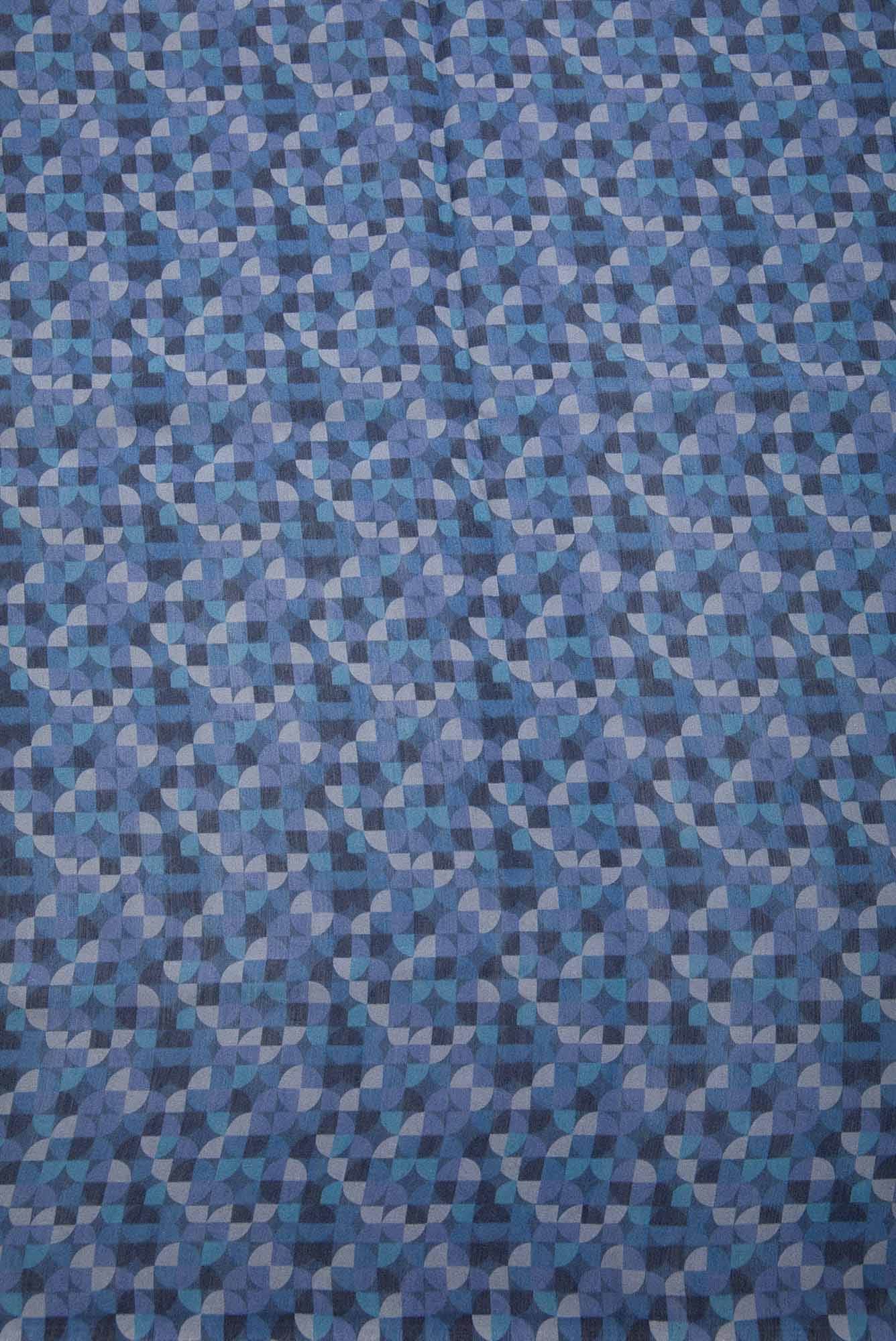 Blue Tussar Silk Dress Material