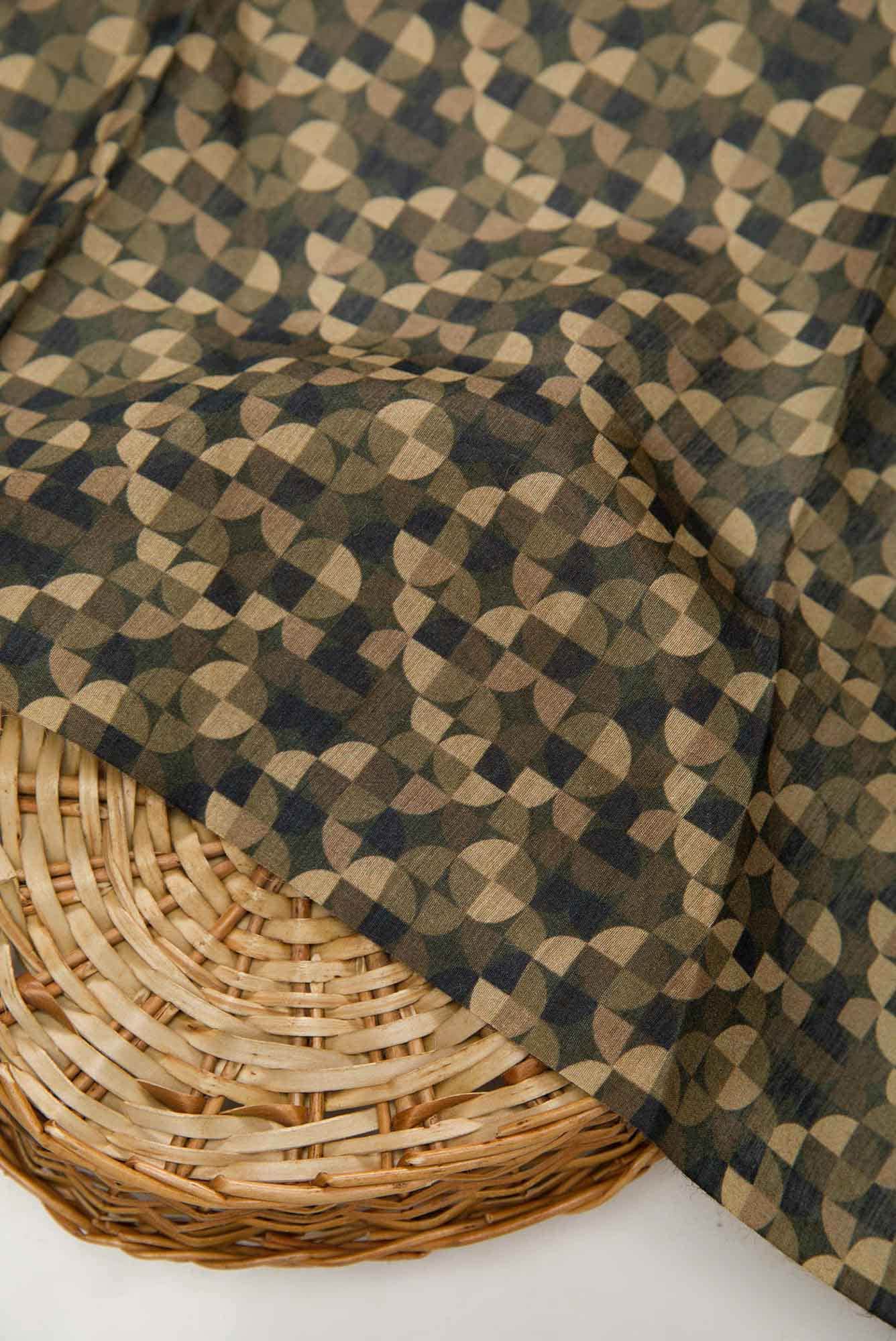 Mehandi Green Tussar Silk Dress Material