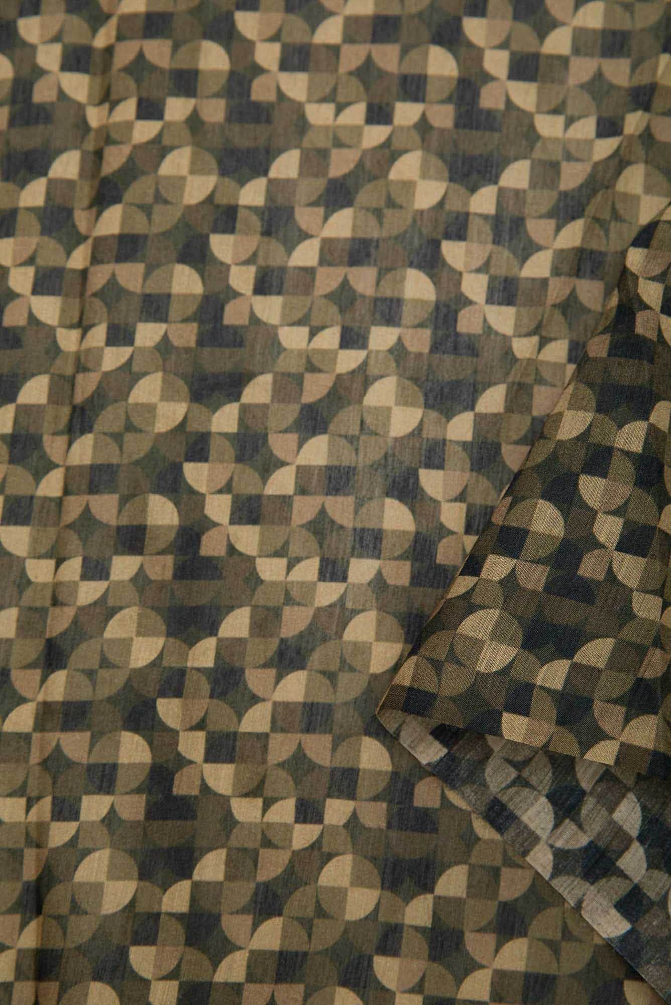 Mehandi Green Tussar Silk Dress Material