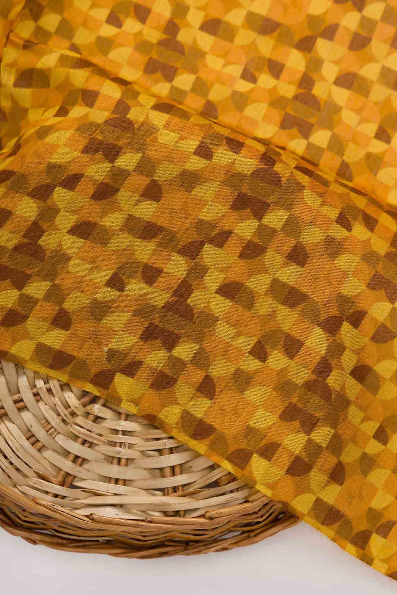 Mustard|Yellow and Brown Chanderi Silk Dress Material