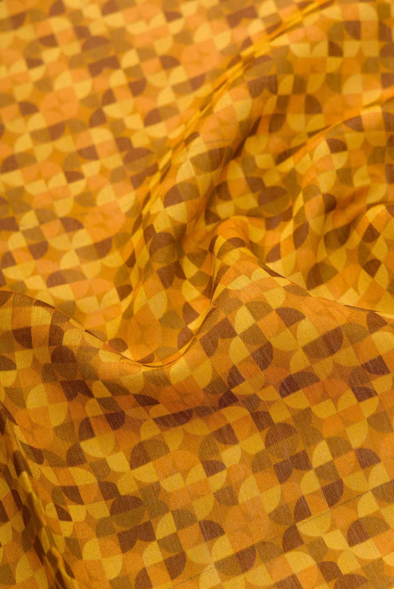 Mustard|Yellow and Brown Chanderi Silk Dress Material