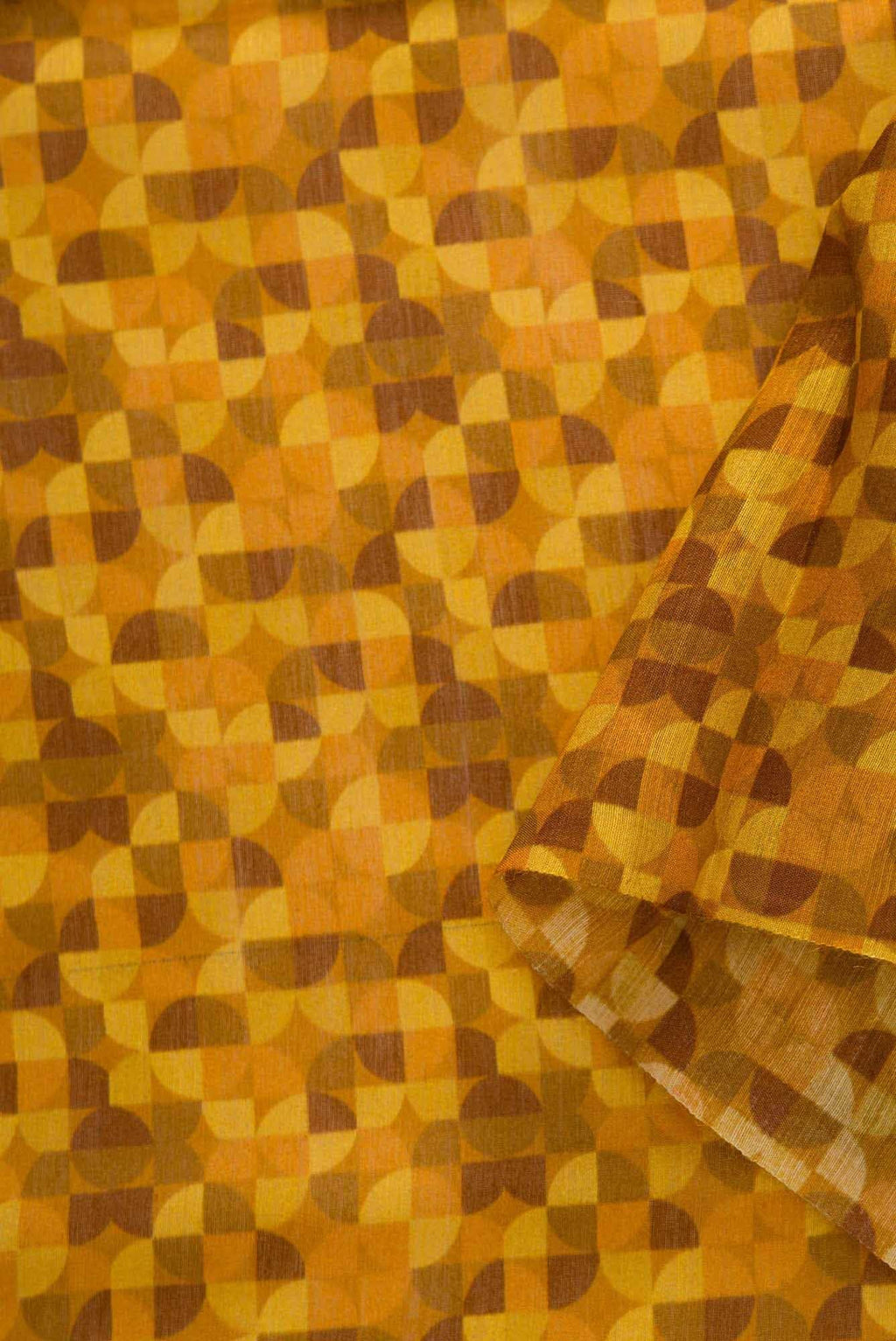 Mustard|Yellow and Brown Chanderi Silk Dress Material