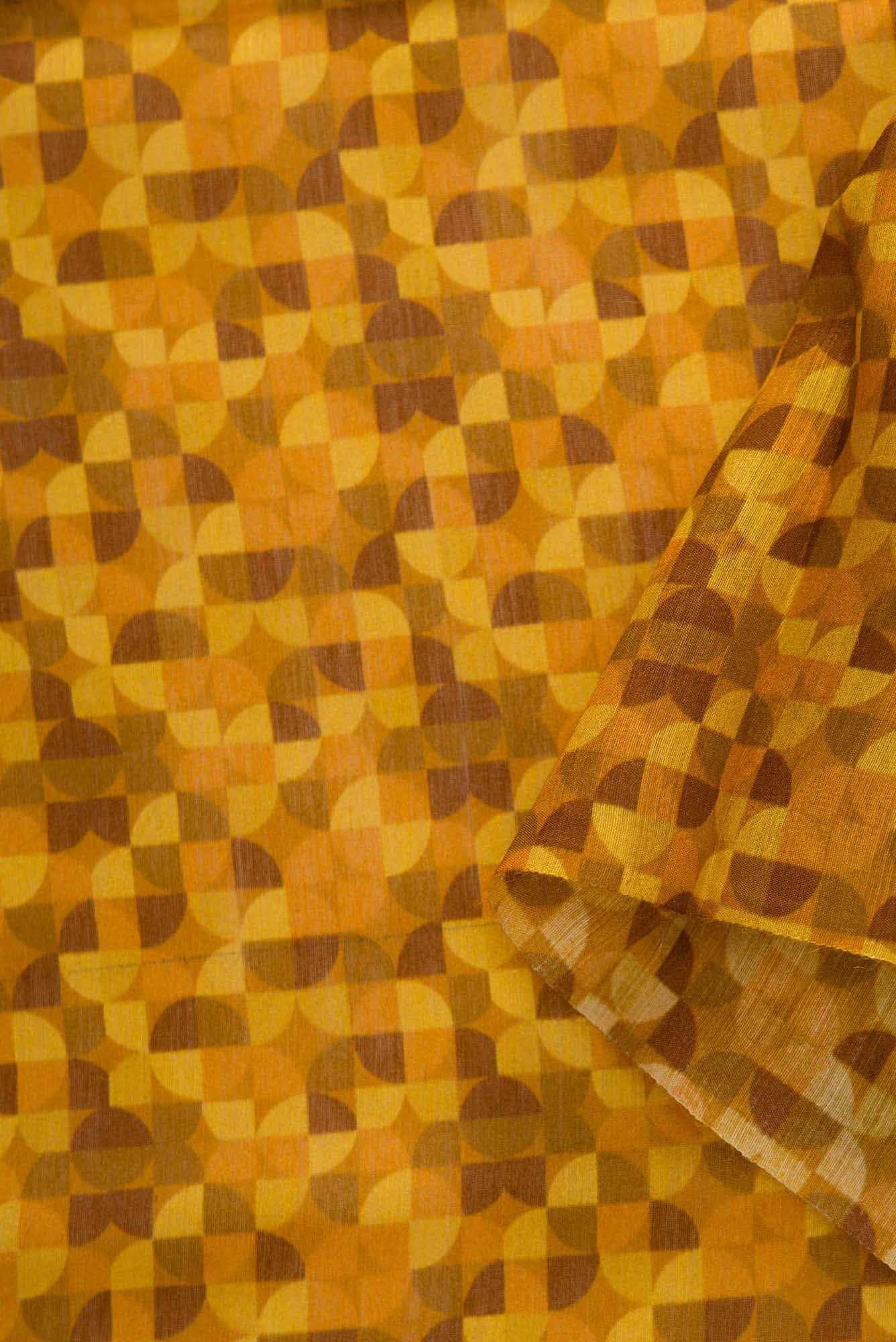 Mustard|Yellow and Brown Chanderi Silk Dress Material