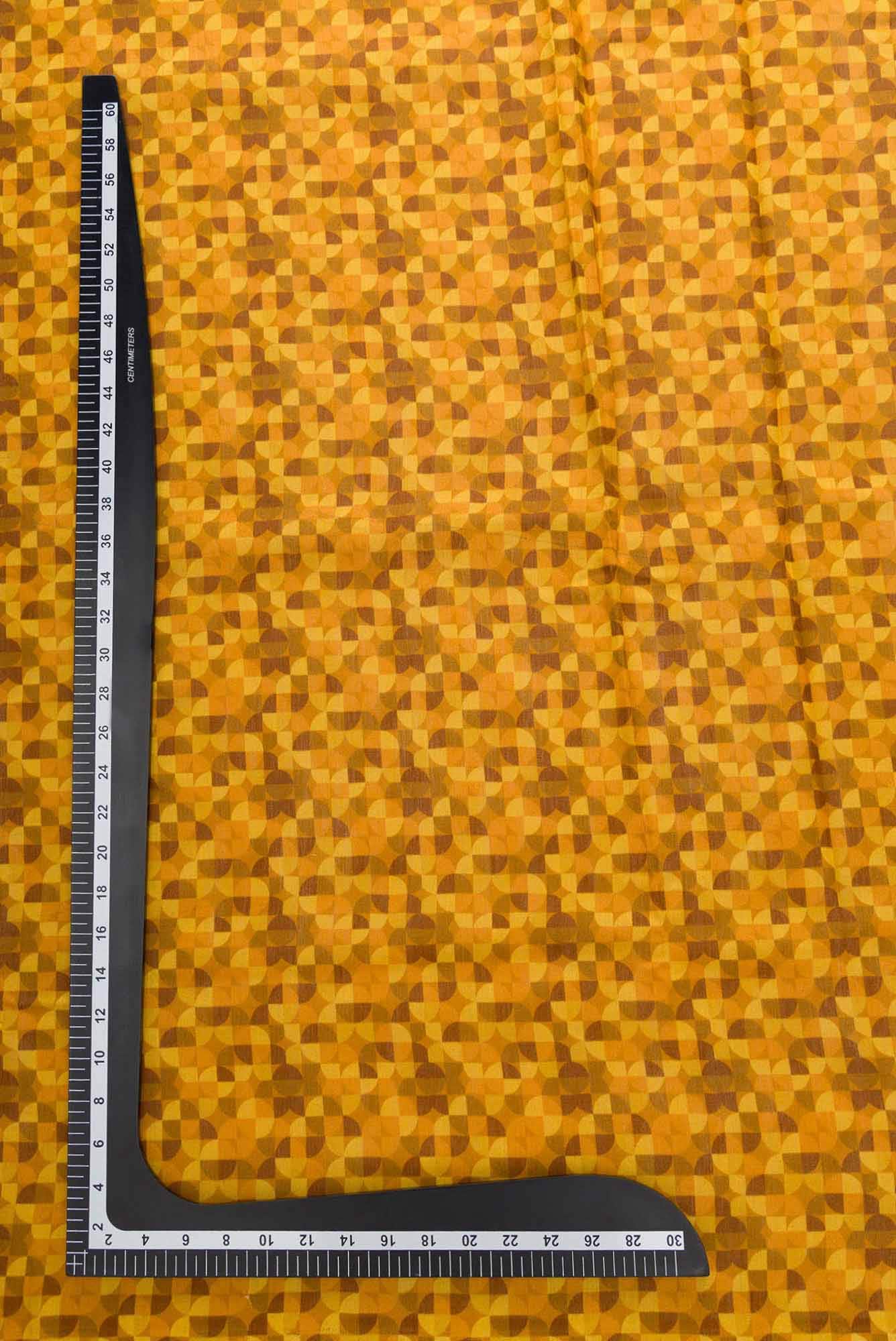 Mustard|Yellow and Brown Chanderi Silk Dress Material