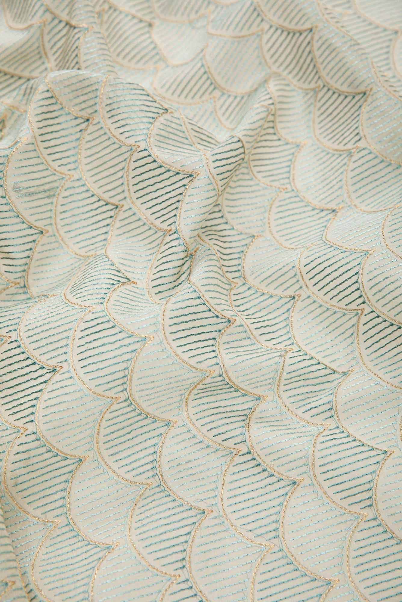 Cream Chanderi Silk Dress Material
