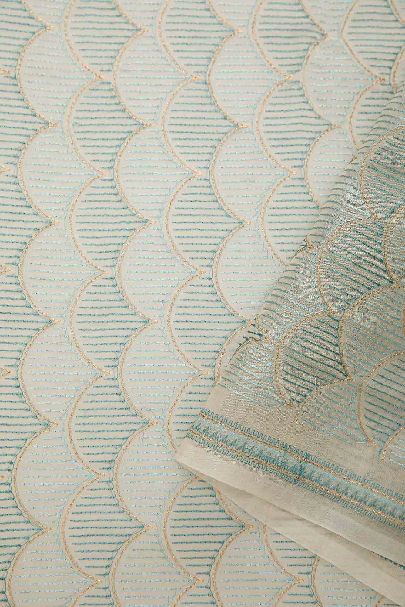Cream Chanderi Silk Dress Material