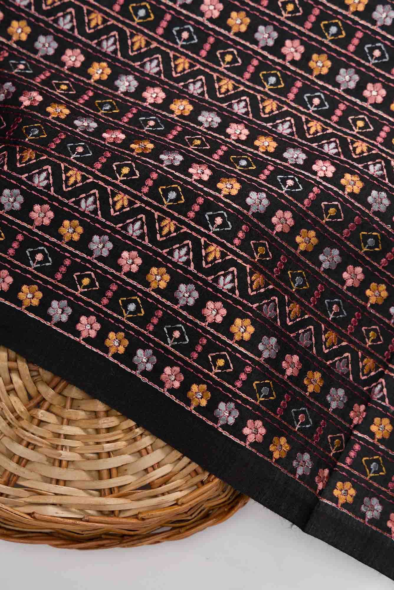 Black Tussar Silk Dress Material