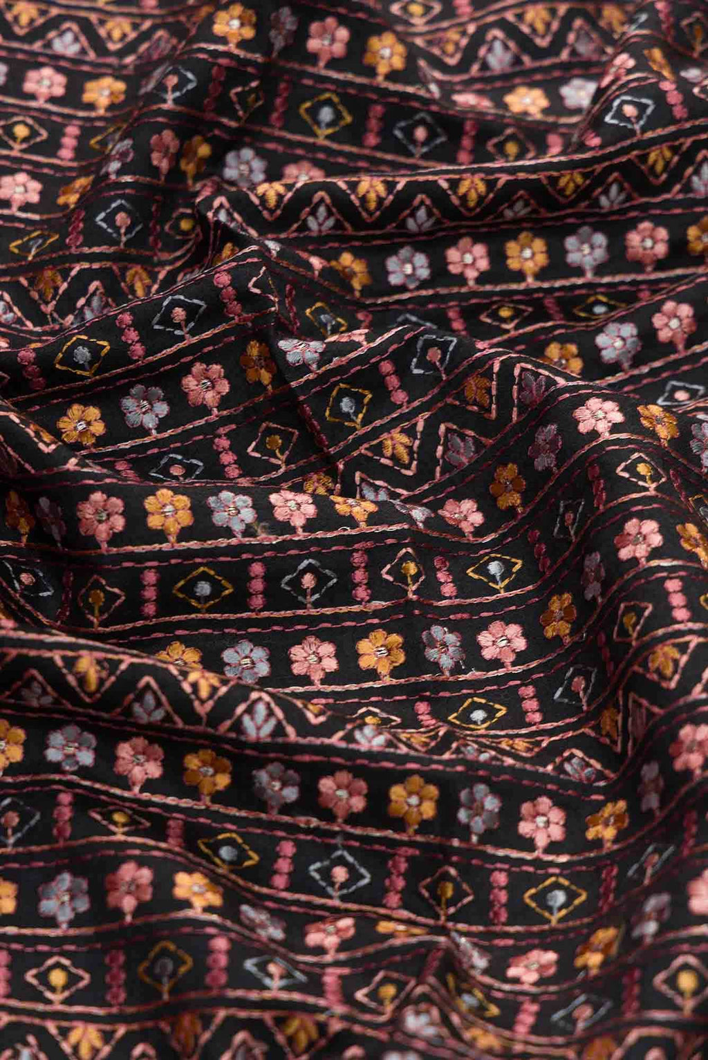 Black Tussar Silk Dress Material