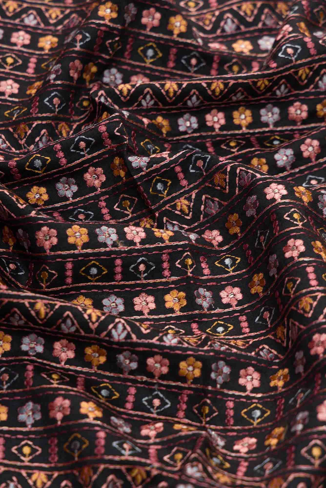 Black Tussar Silk Dress Material
