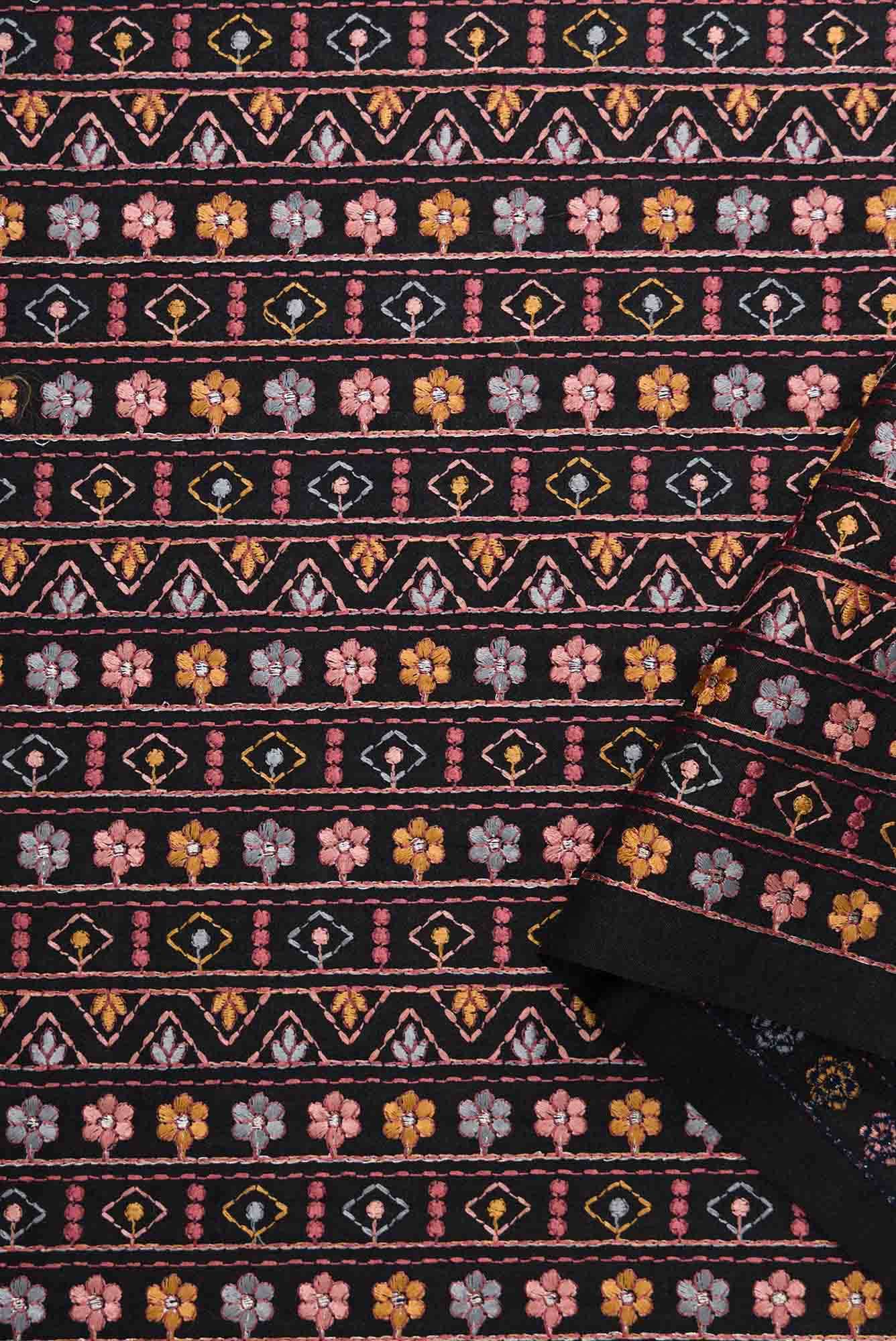 Black Tussar Silk Dress Material