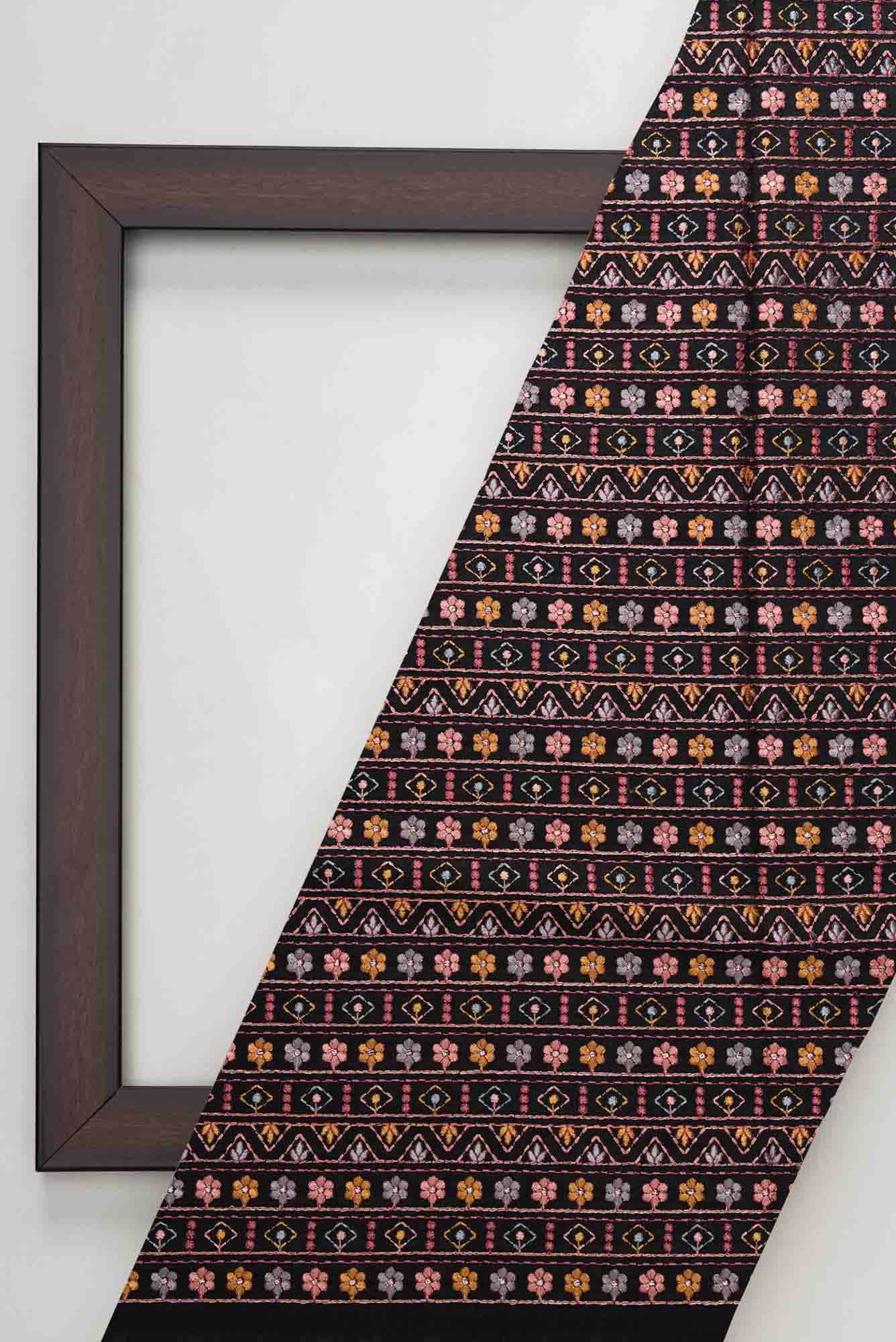 Black Tussar Silk Dress Material