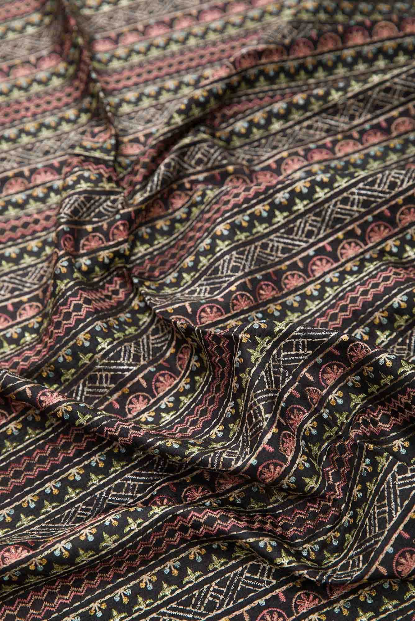 Black Chanderi Silk Dress Material