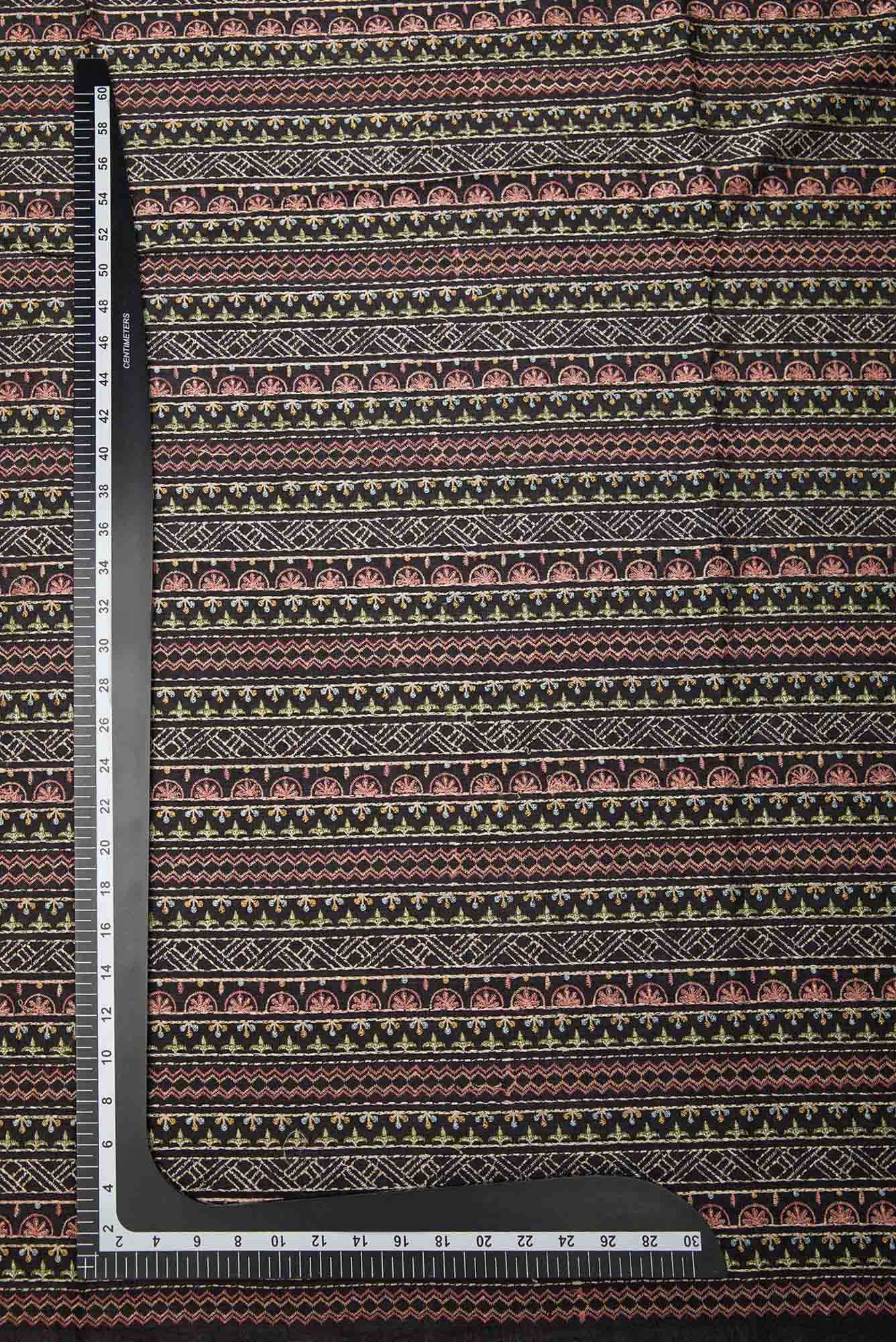 Black Chanderi Silk Dress Material