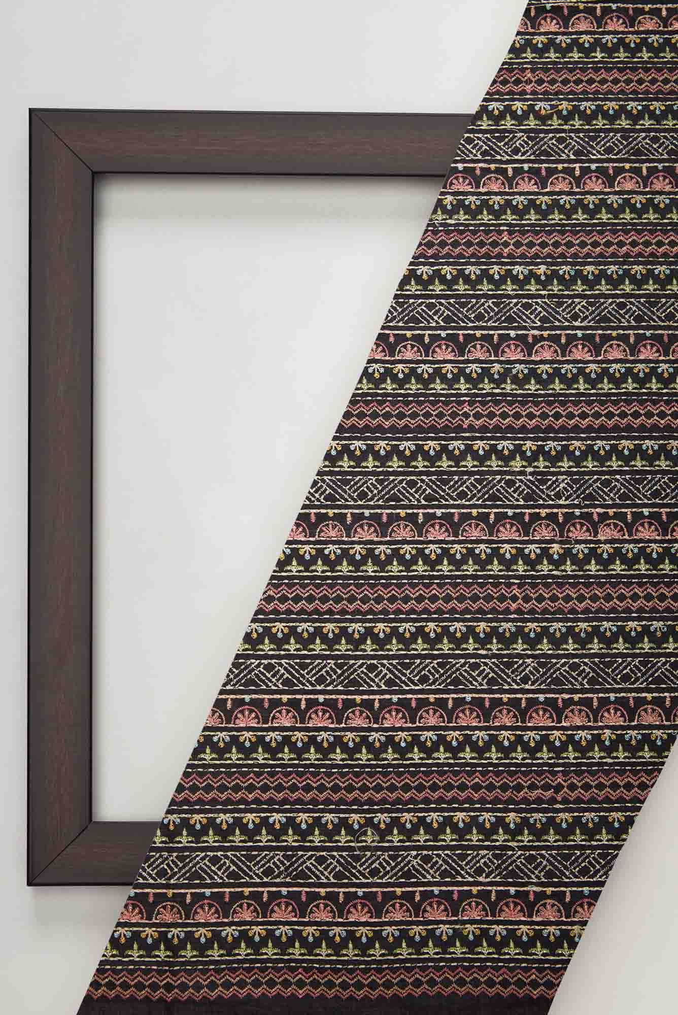 Black Chanderi Silk Dress Material