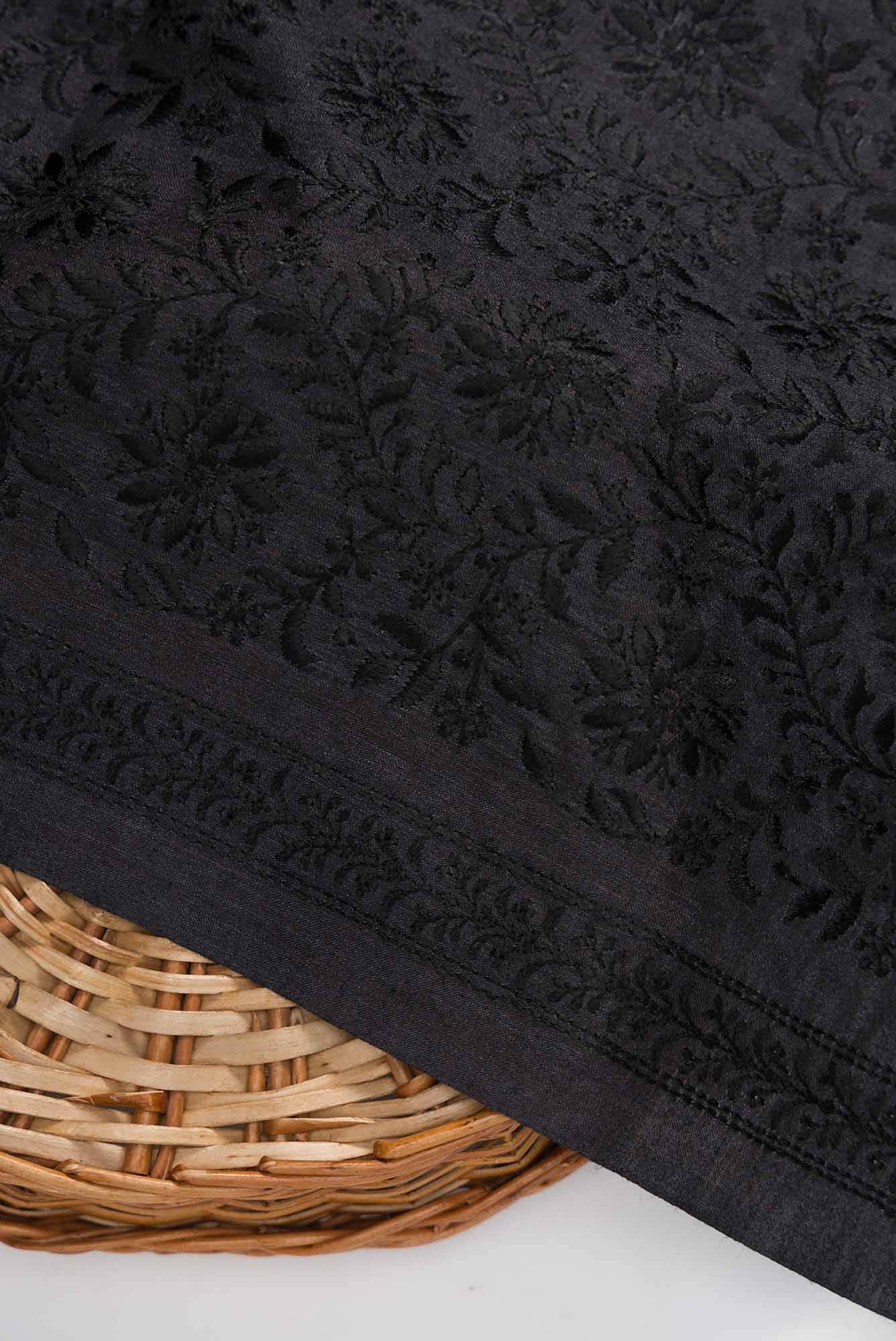 Black Tussar Silk Dress Material