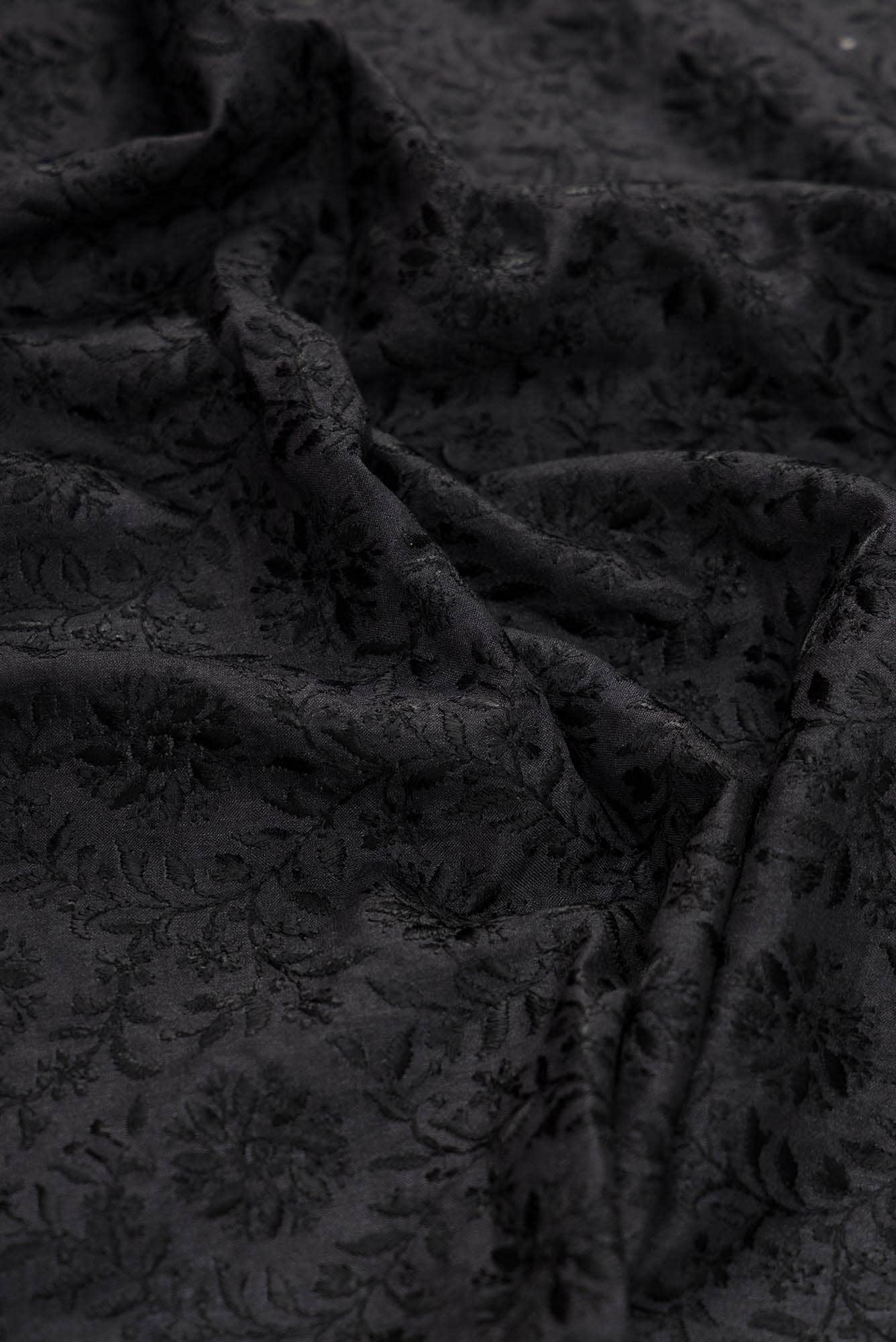 Black Tussar Silk Dress Material