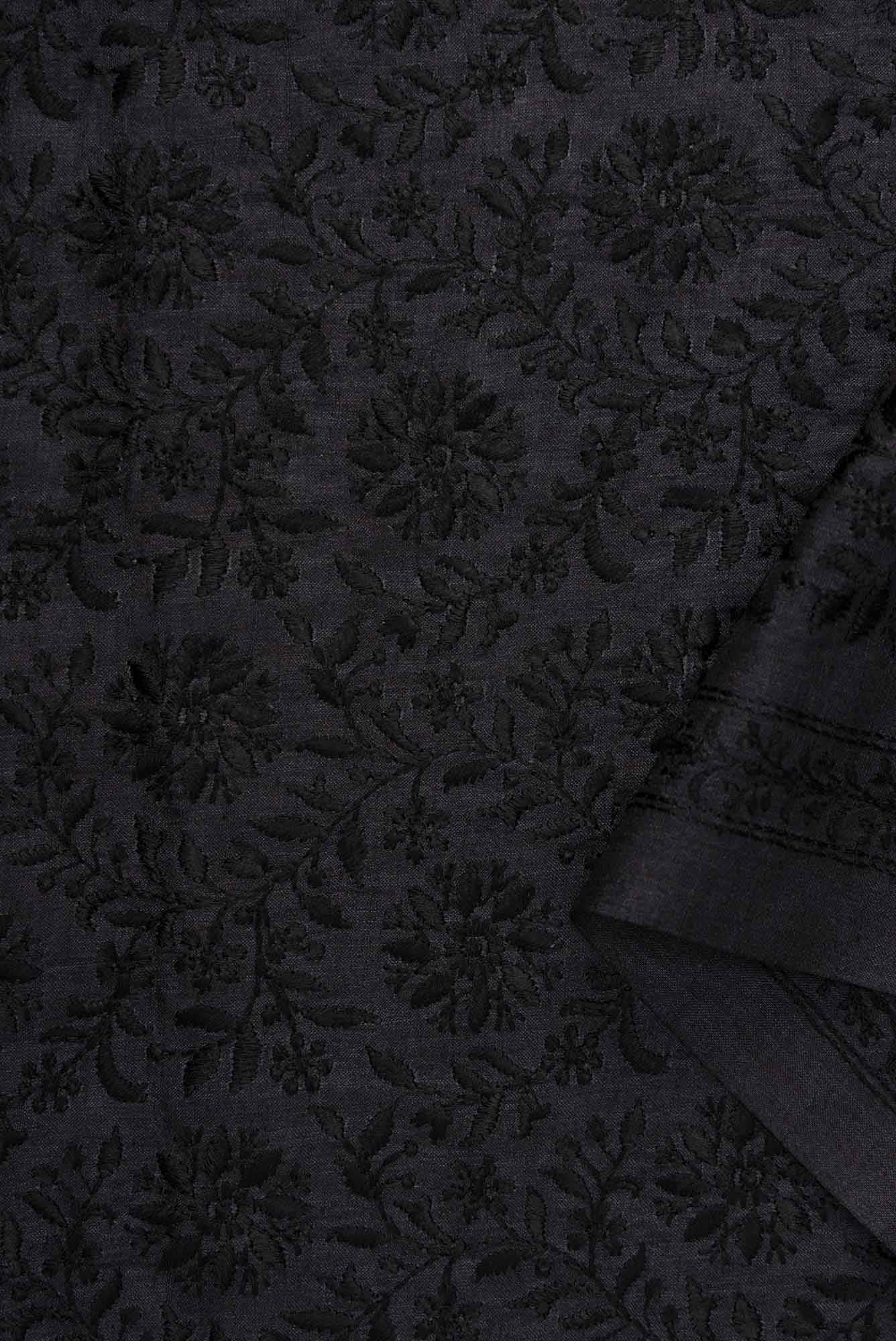 Black Tussar Silk Dress Material