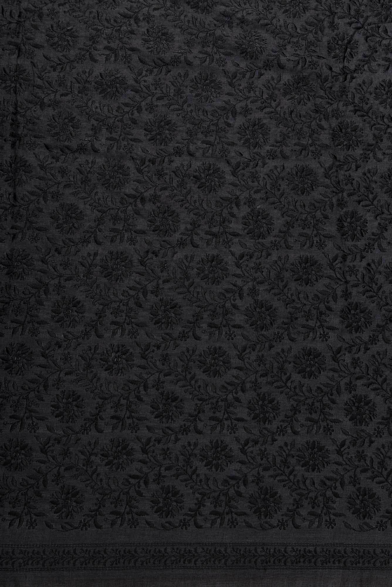 Black Tussar Silk Dress Material