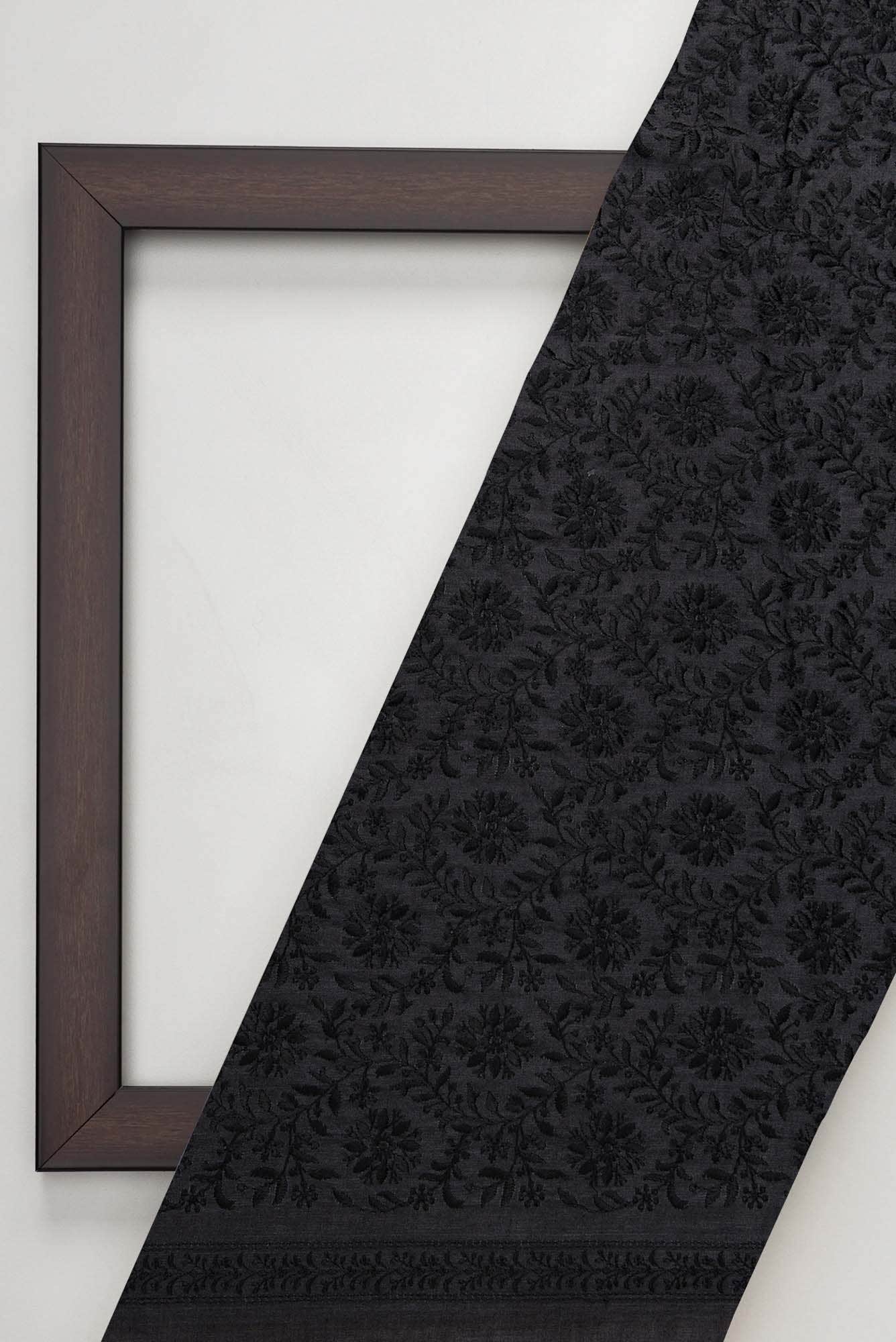 Black Tussar Silk Dress Material