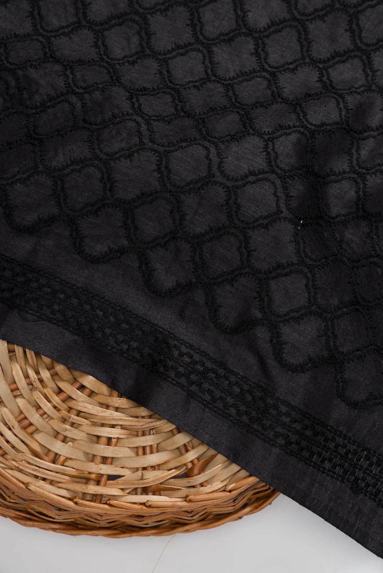Black Tussar Silk Dress Material