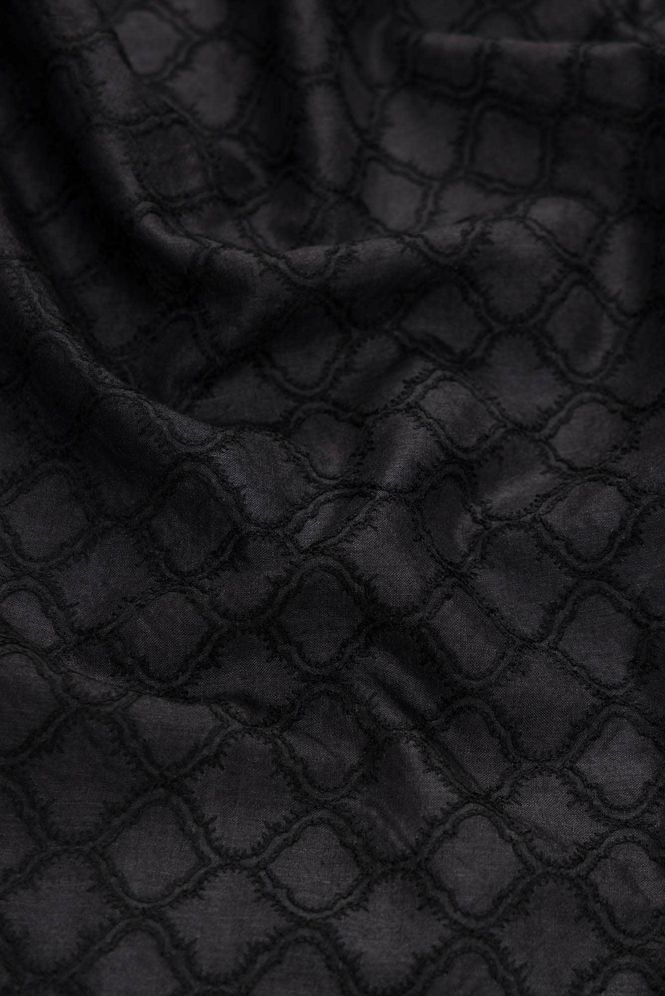 Black Tussar Silk Dress Material