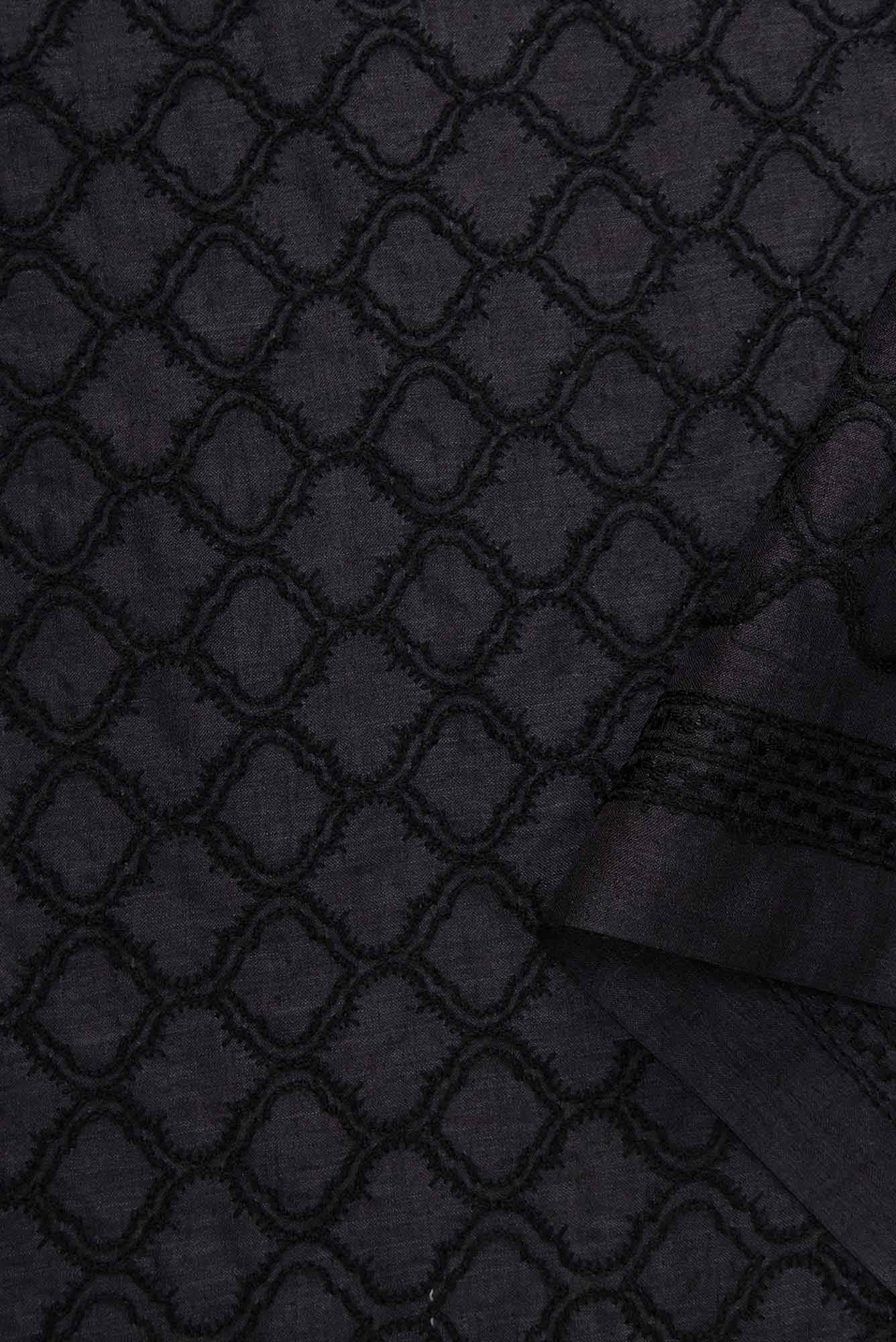 Black Tussar Silk Dress Material