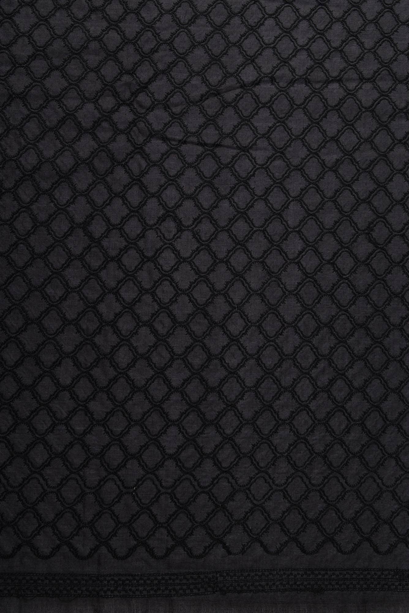 Black Tussar Silk Dress Material