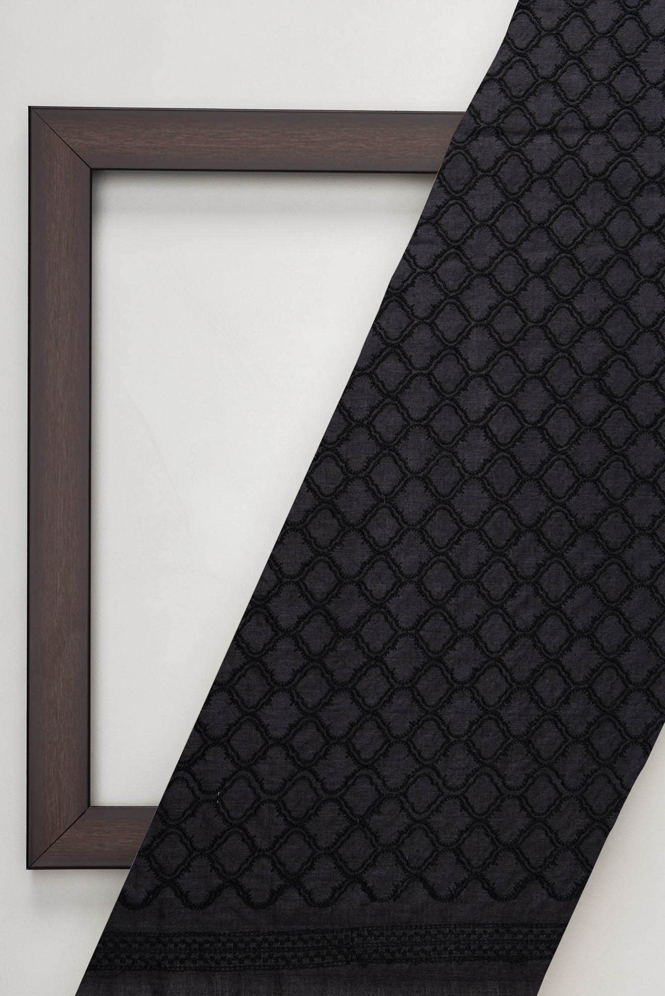 Black Tussar Silk Dress Material