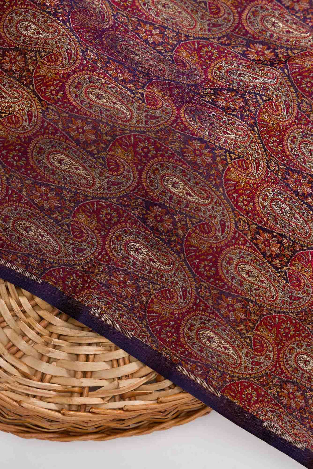 Navy Blue Banarasi Silk Dress Material