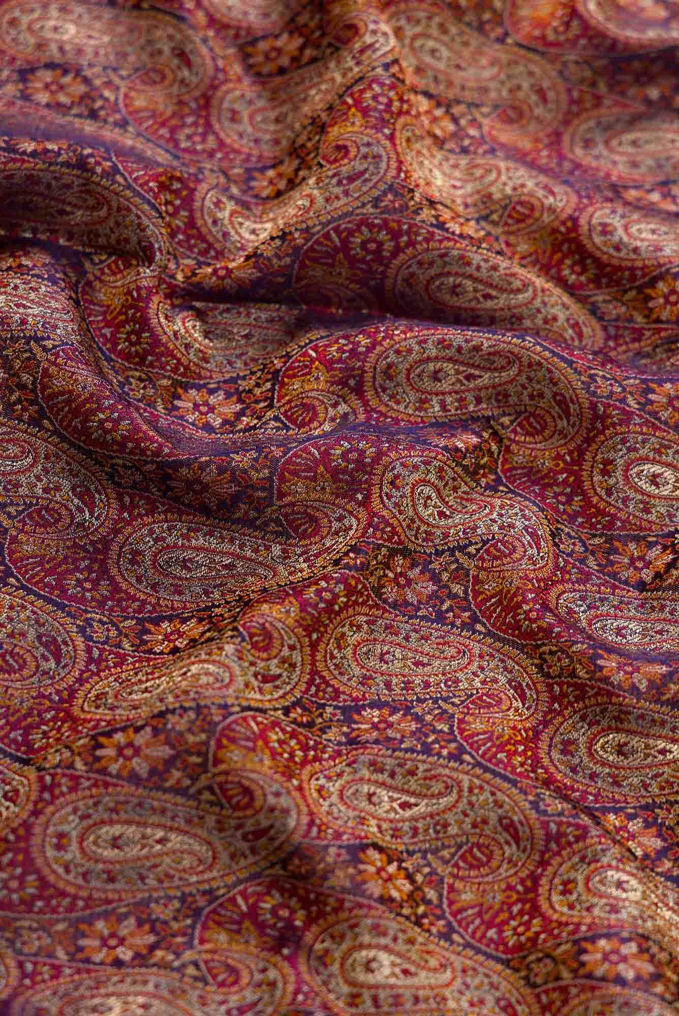 Navy Blue Banarasi Silk Dress Material