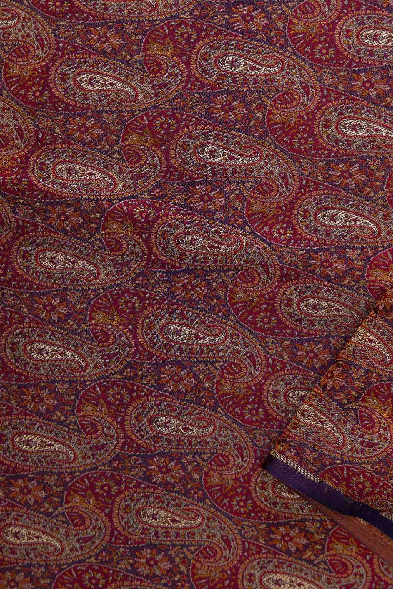 Navy Blue Banarasi Silk Dress Material