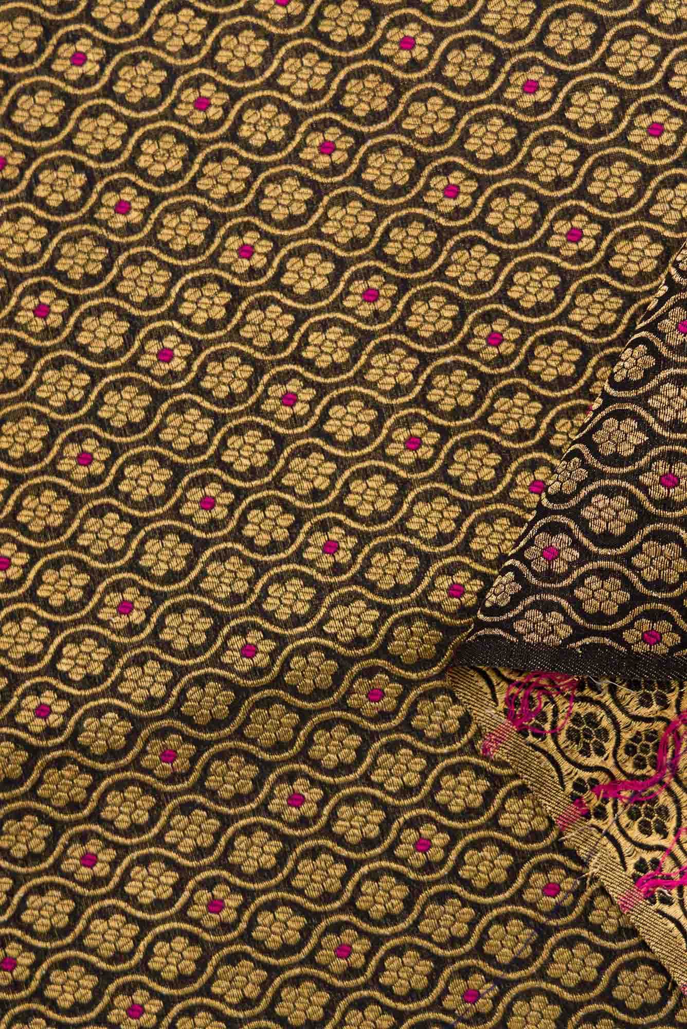 Black Blended Banarasi Silk Dress Material