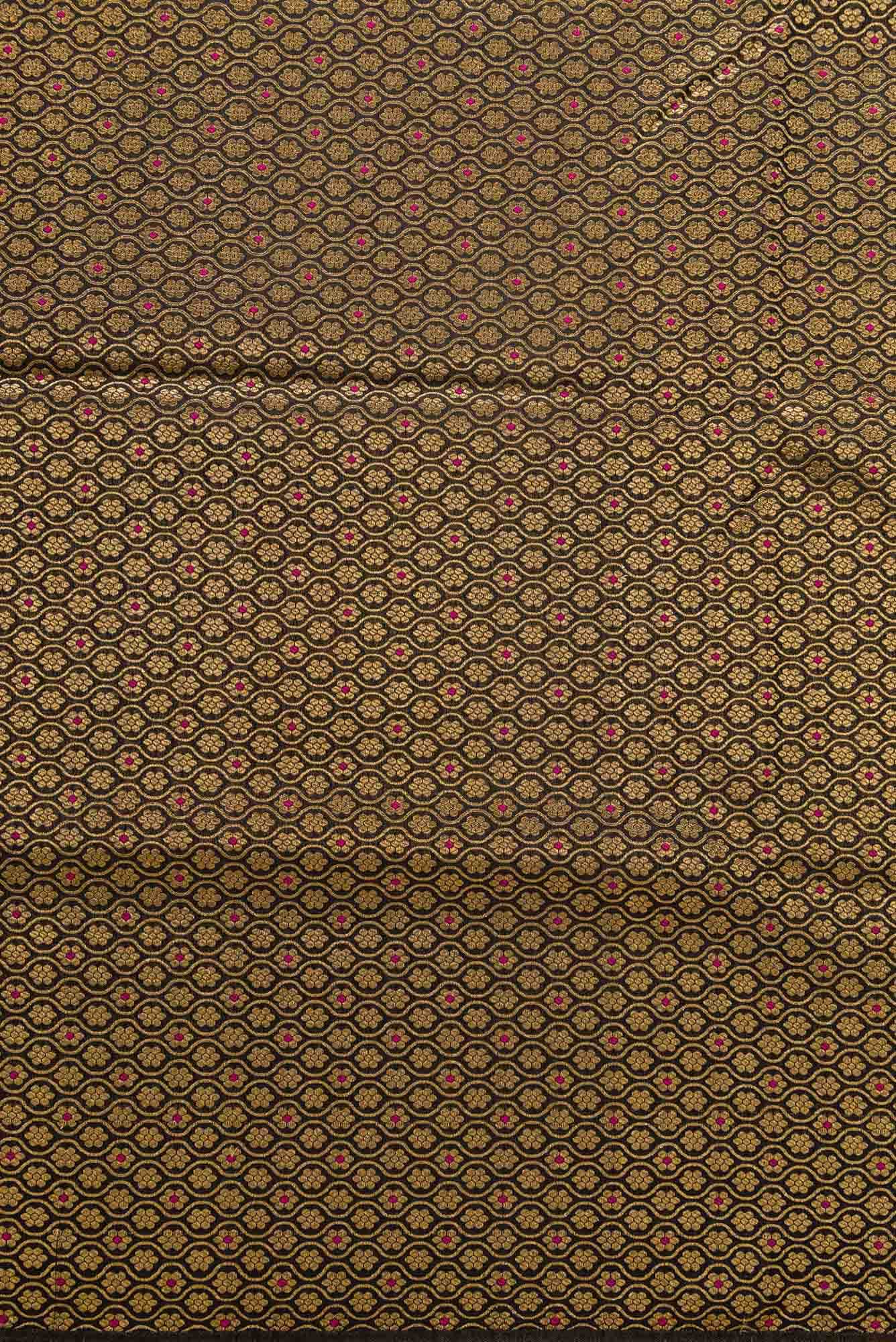 Black Blended Banarasi Silk Dress Material