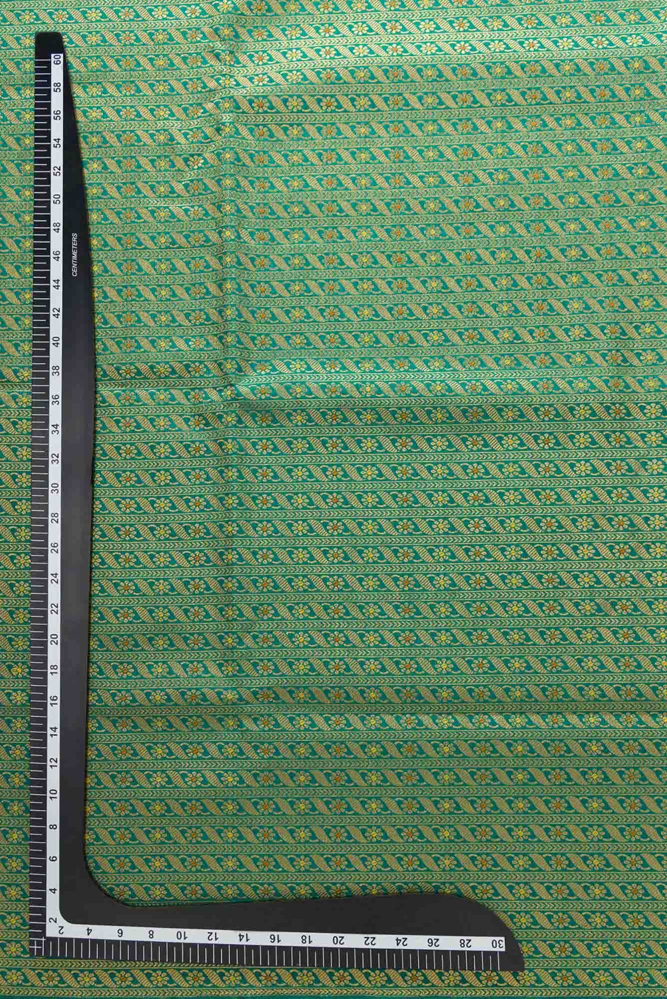 Green Blended Banarasi Silk Dress Material