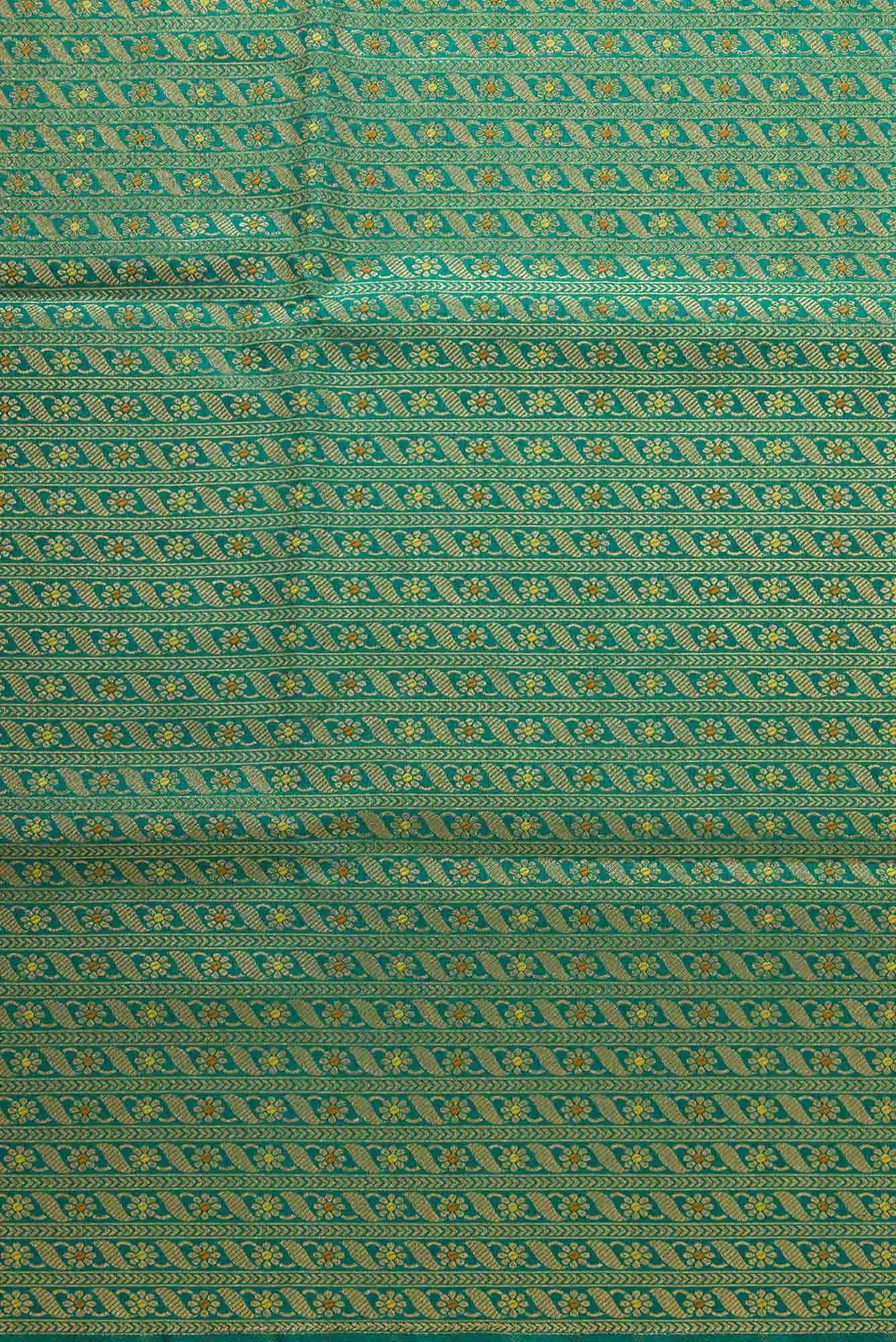 Green Blended Banarasi Silk Dress Material