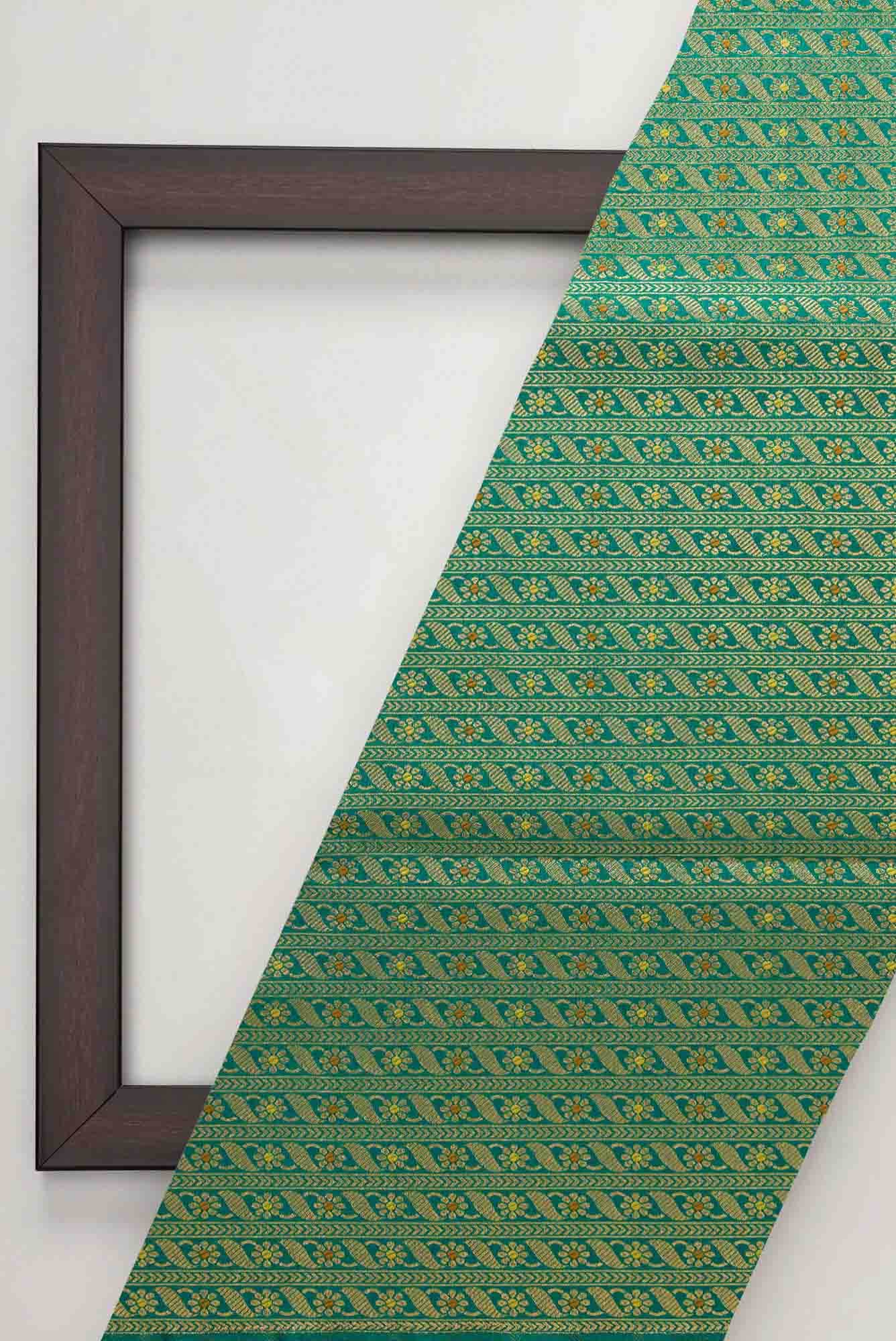 Green Blended Banarasi Silk Dress Material