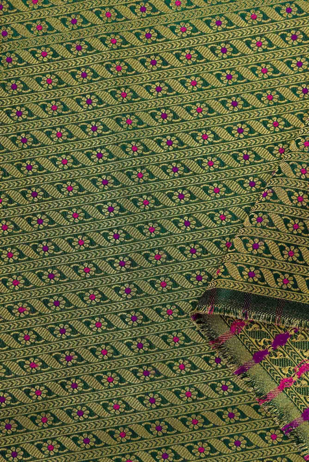 Green Blended Banarasi Silk Dress Material
